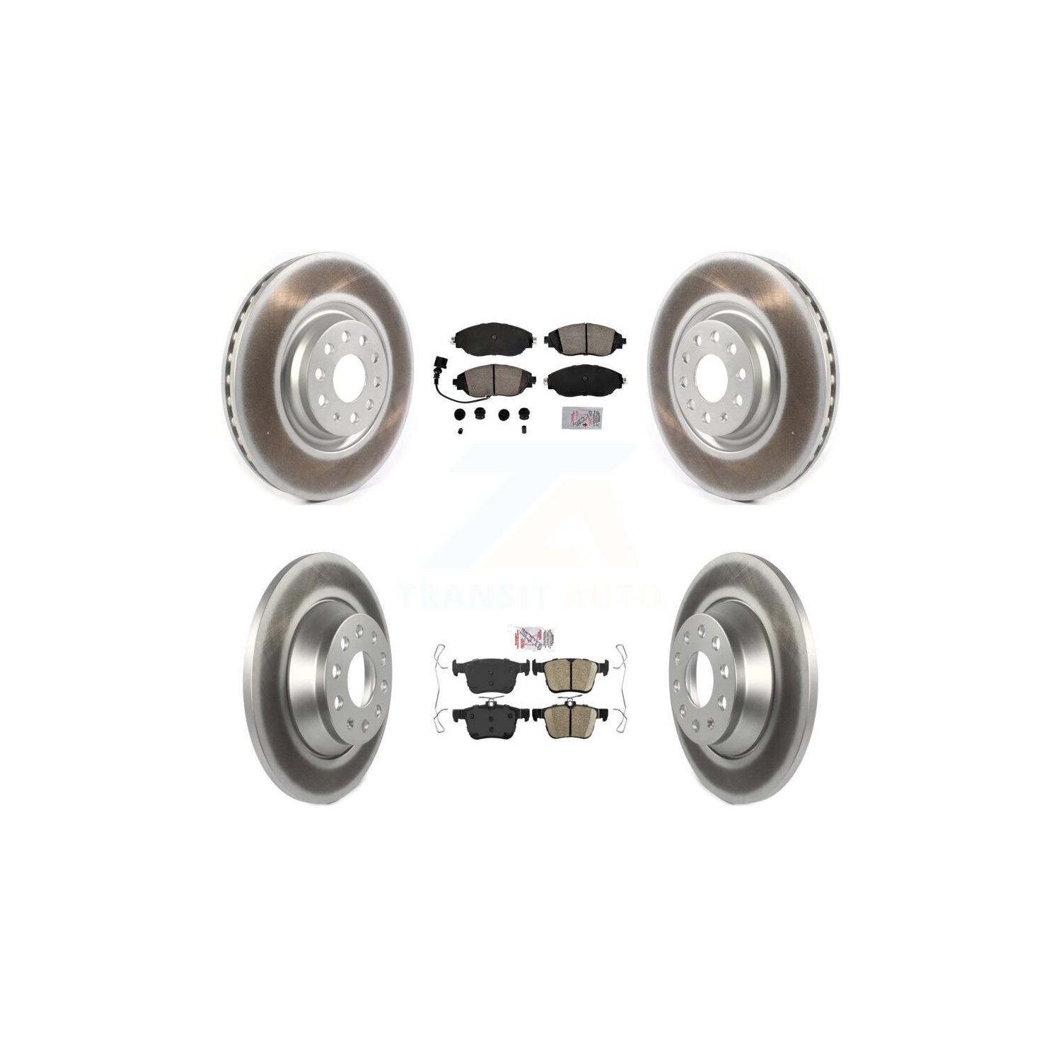 Front Rear Ceramic Pad & Coated Disc Brake Rotors Kit For 2019-2021 Volkswagen Jetta 2.0L KGA-103354