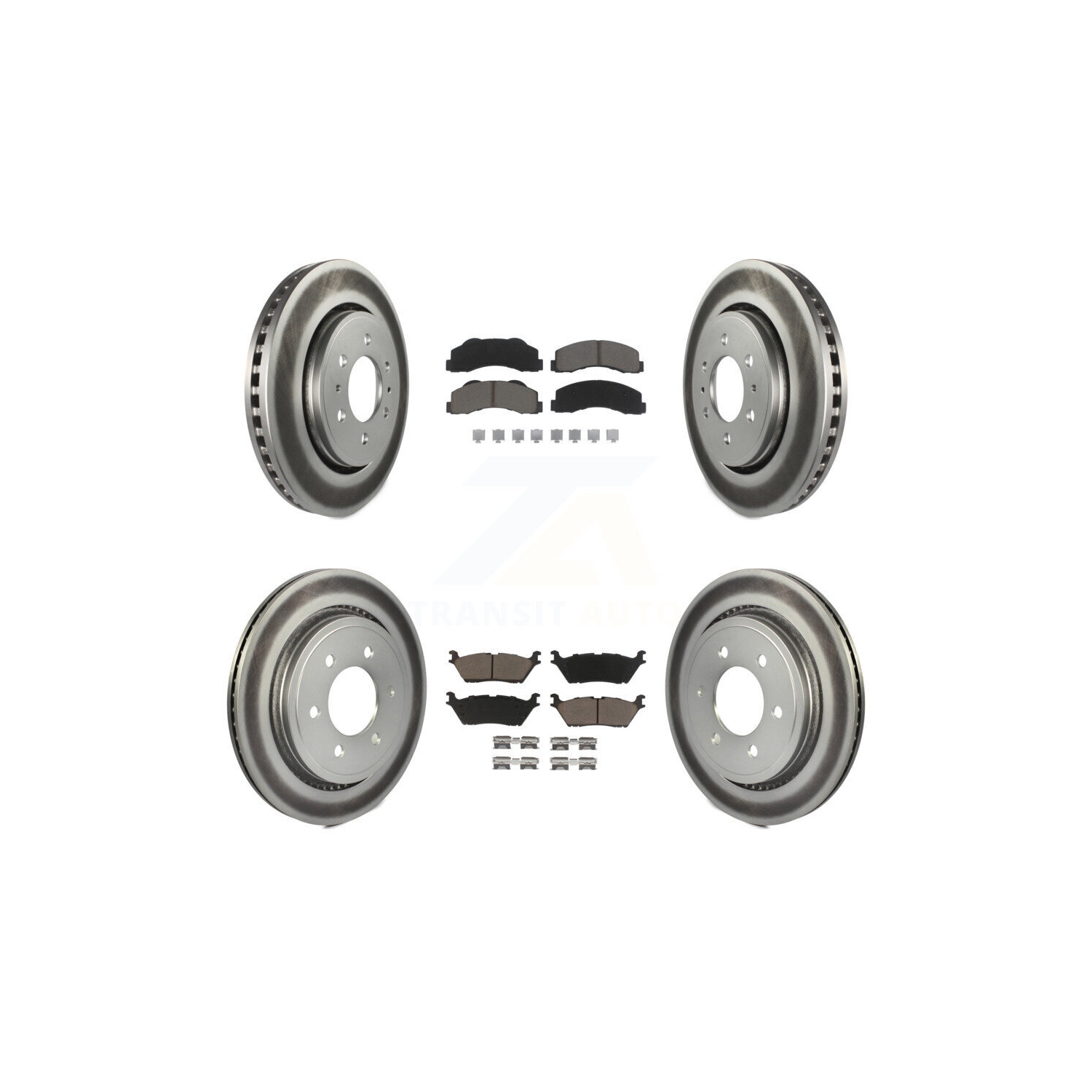 Front Rear Coated Brake Rotors Ceramic Pad Kit For Ford F-150 With Electric Parking KGC-100605