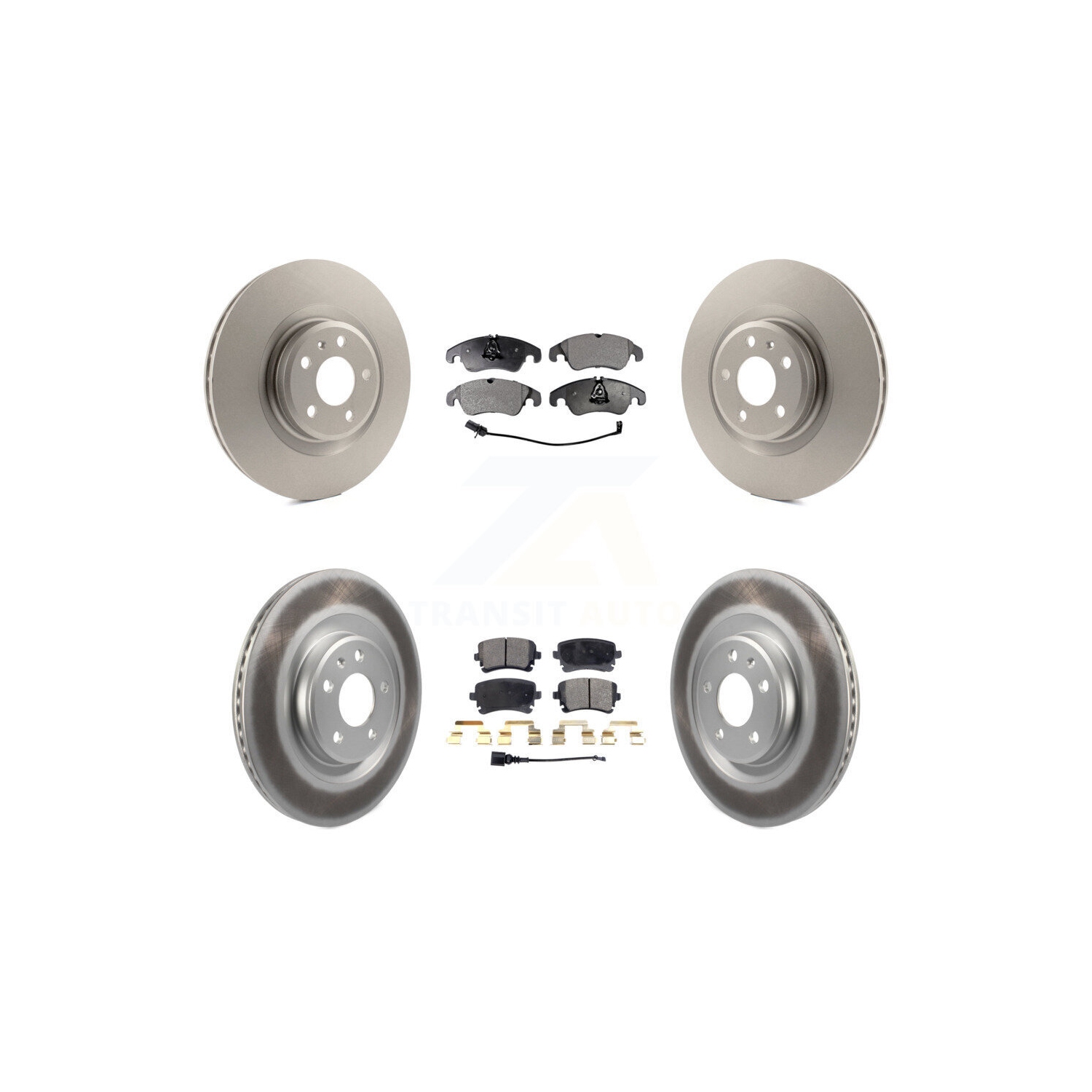 Front Rear Coated Disc Brake Rotors And Ceramic Pads Kit For Audi S4 S5 KGT-103057