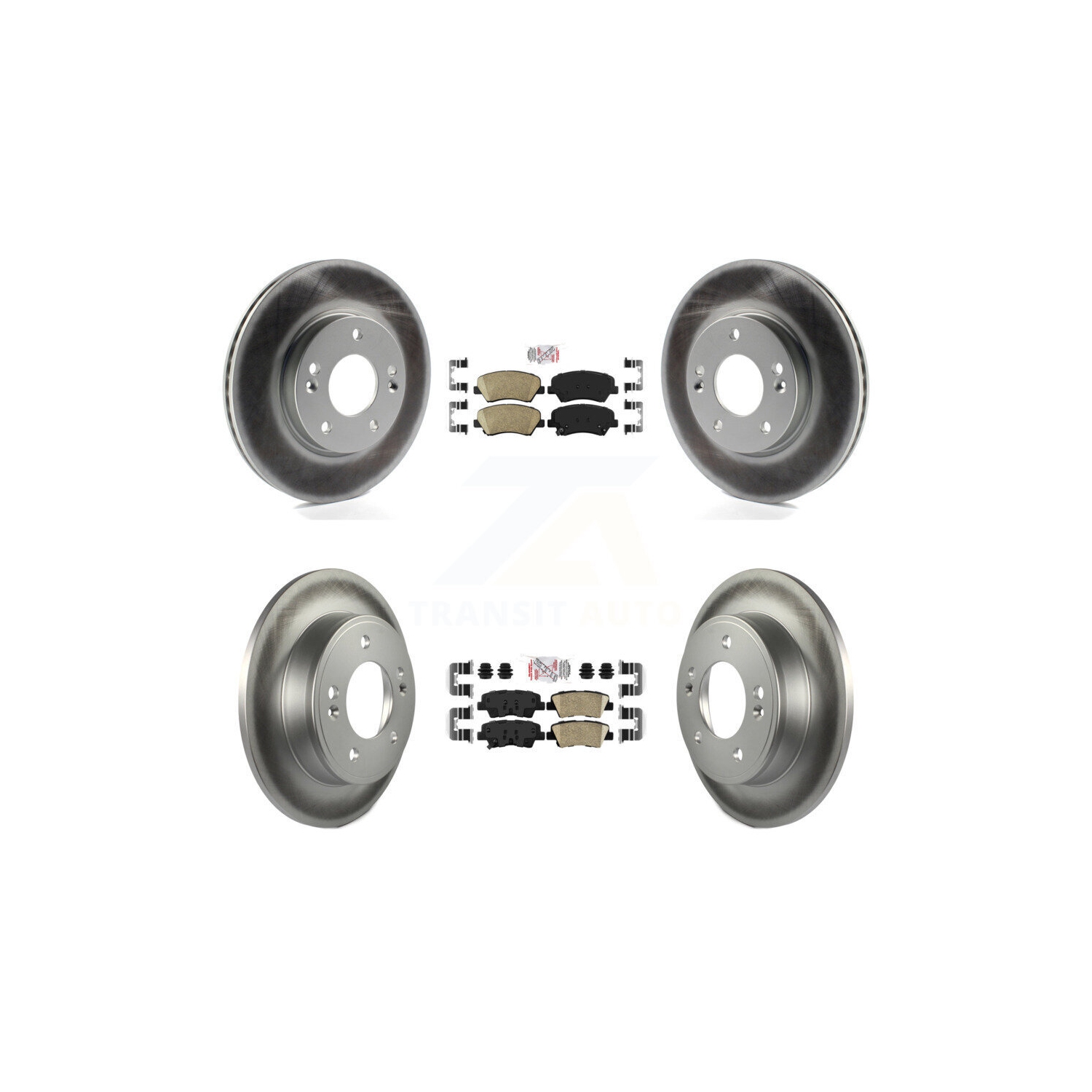 Front Rear Ceramic Pad & Coated Brake Rotor Kit For Hyundai Elantra GT Kia Forte Veloster KGA-101545