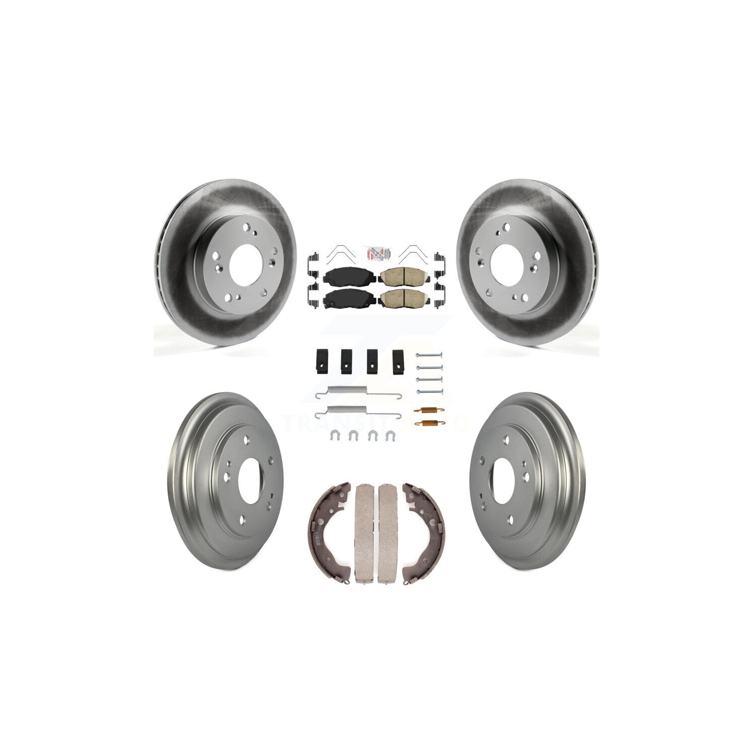 Disques de frein à disque avant arrière avec plaquettes en céramique et ensemble de tambours recouverts pour Honda Civic KGA-104217