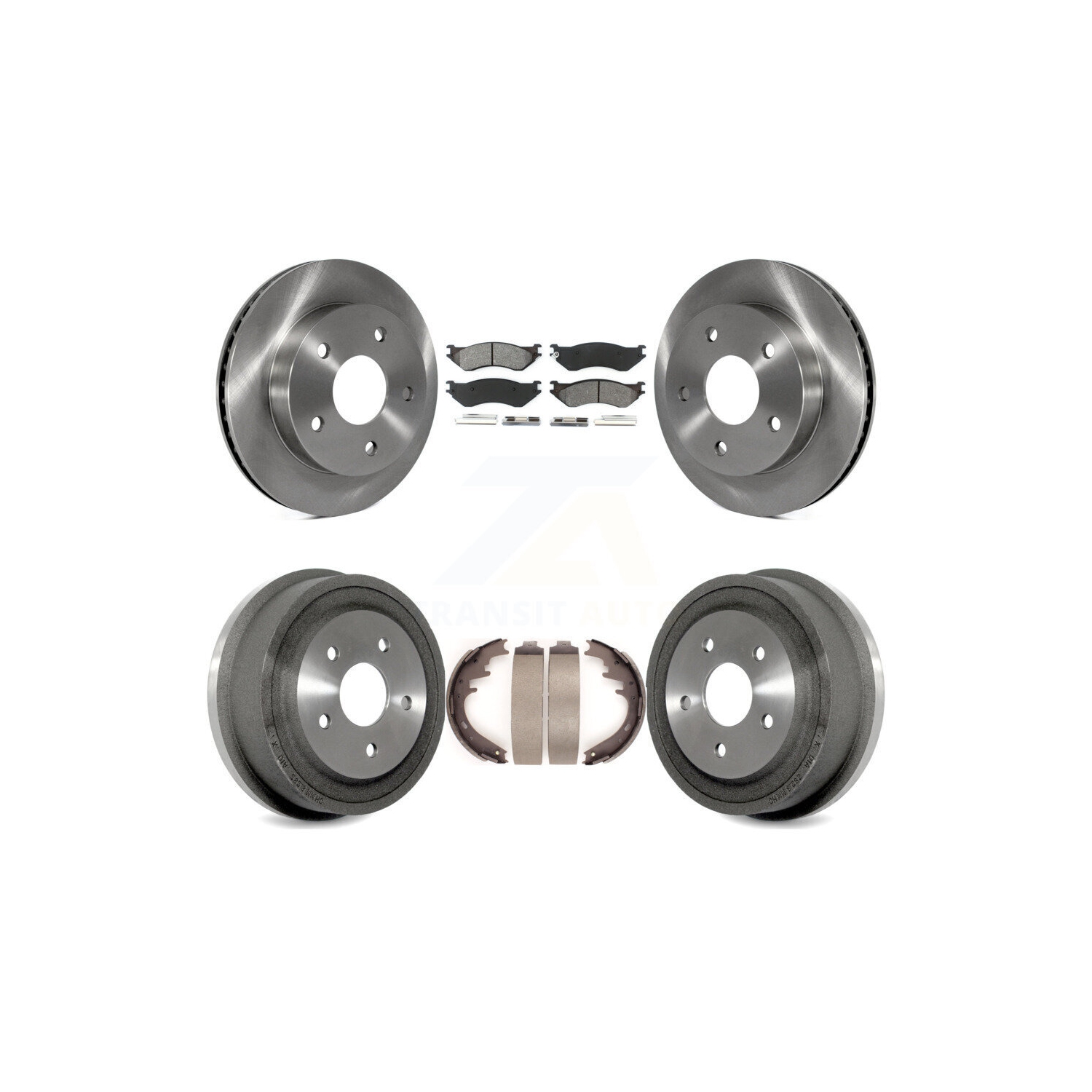 Front Rear Disc Brake Rotor Semi-Metallic Pad & Drum Kit For 2000-2001 Dodge Ram 1500 RWD K8S-103224