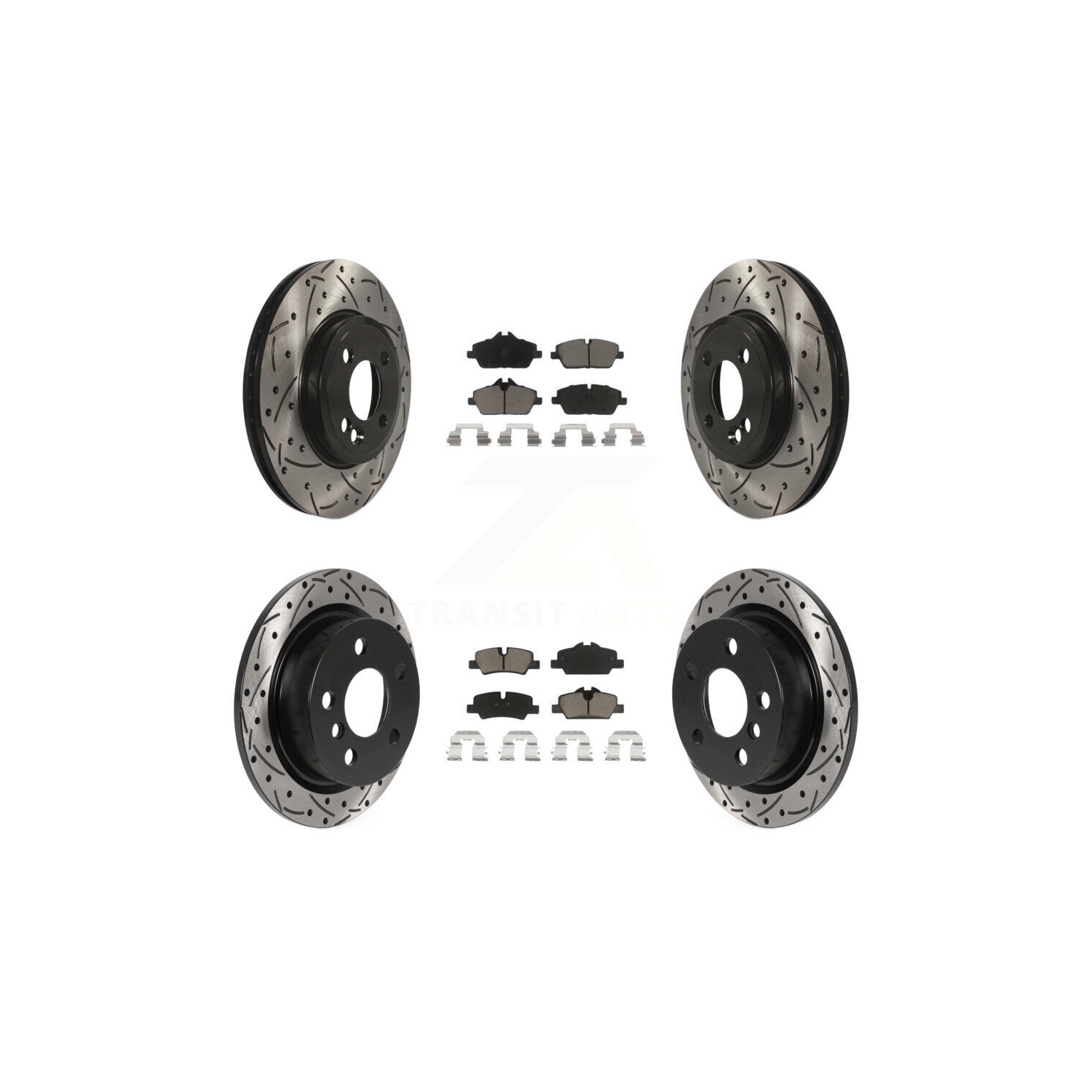 Front Rear Drilled Slot Disc Brake Rotor & Ceramic Pad Kit For 2015 Mini Cooper 2.0L/1.5L KDC-100535