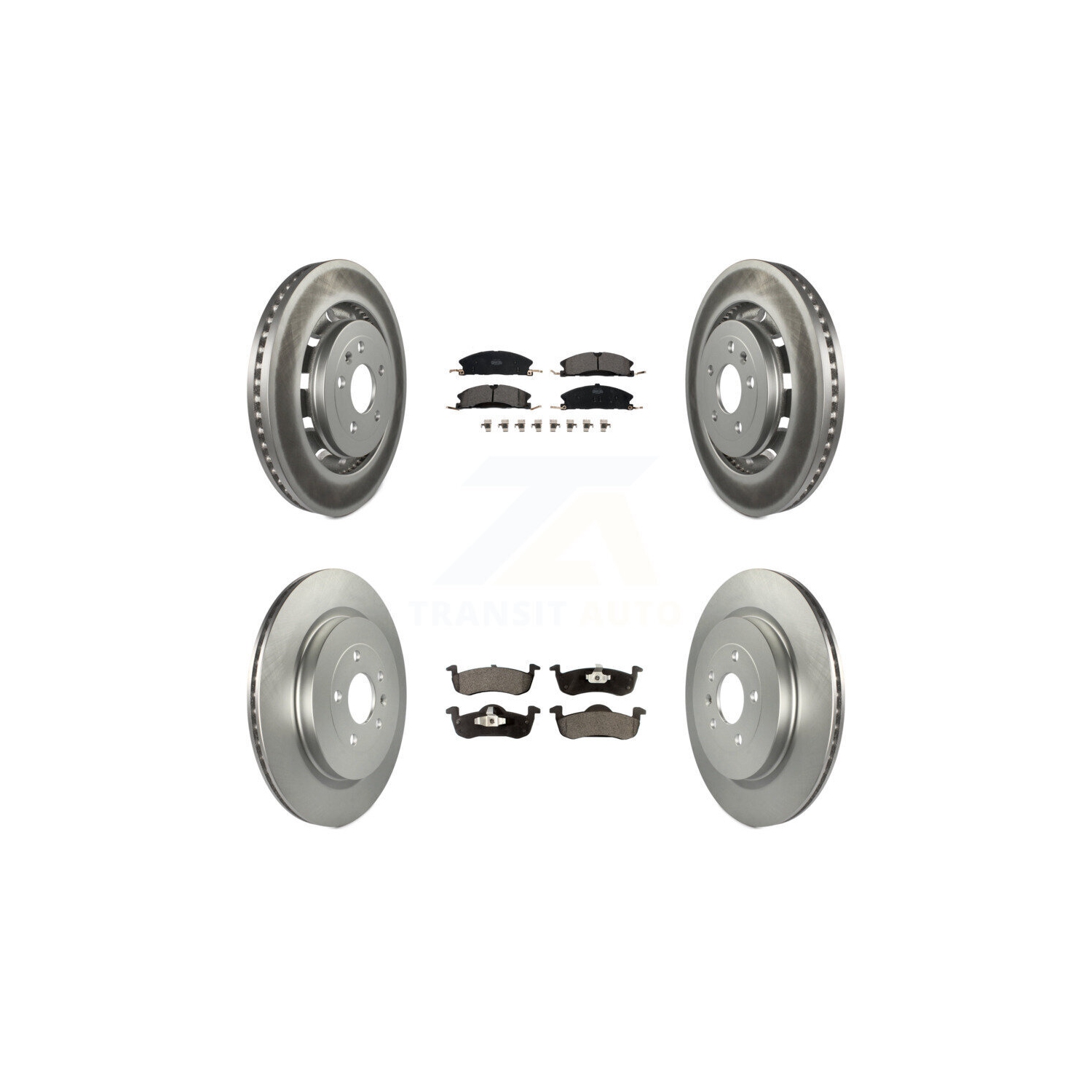 Front Rear Coat Brake Rotor Ceramic Pad Kit For 17-19 Lincoln MKT With Vented Rotors KGT-103135