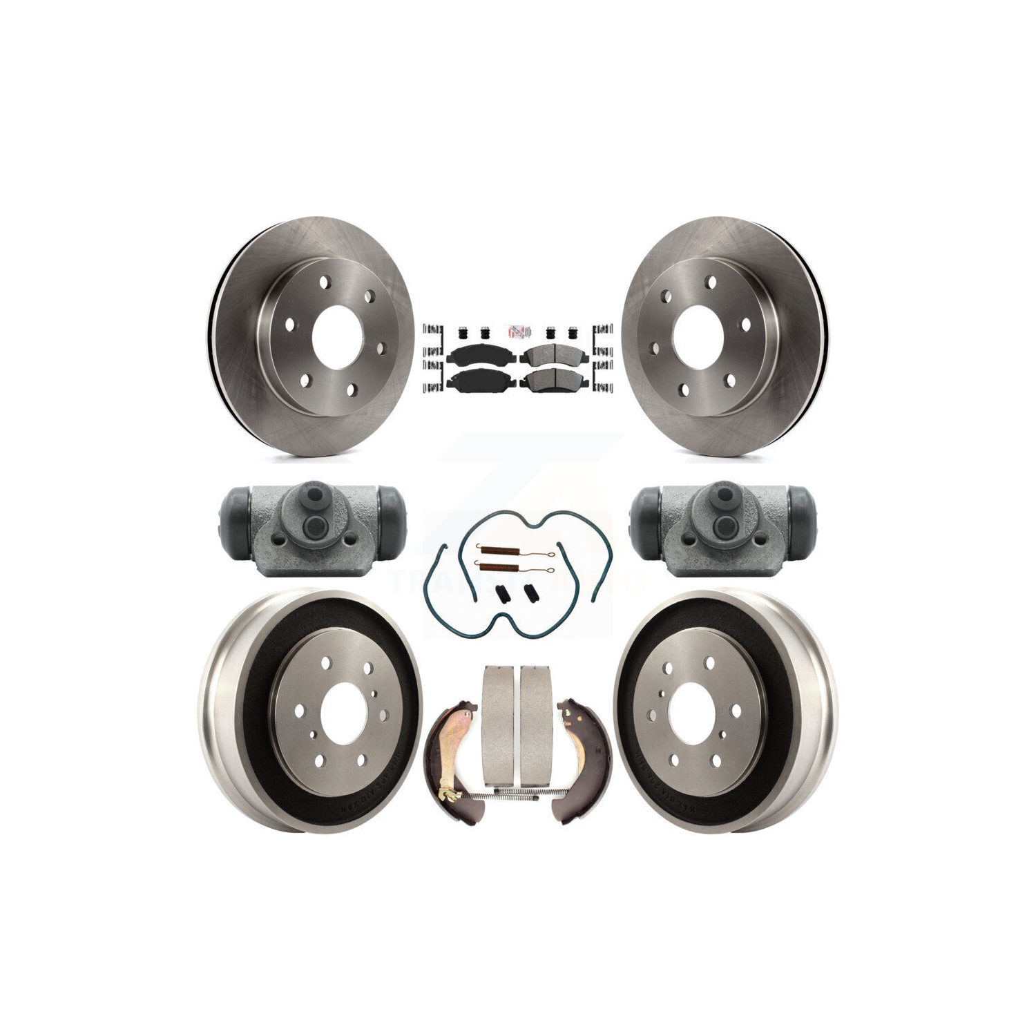 Front Rear Disc Brake Rotors Semi-Metallic Pads And Drum Kit For GMC Sierra 1500 K8A-105701