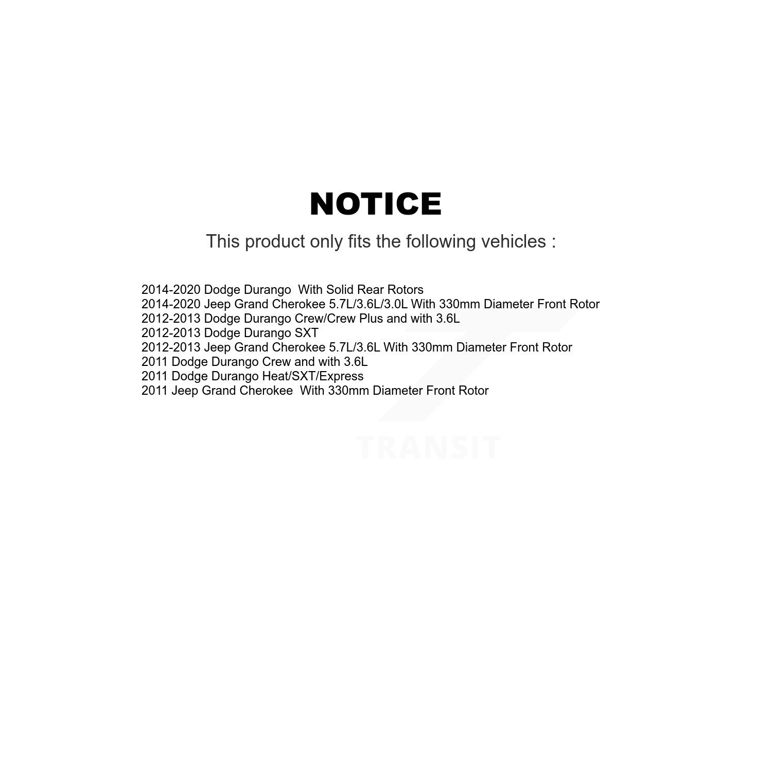 Disques de frein avant et plaquettes semi-métalliques pour Jeep Grand Cherokee Dodge Durango K8S-100239