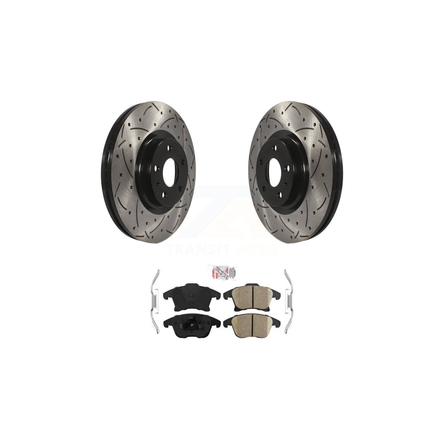 Front Coated Drilled Slotted Disc Brake Rotor Ceramic Pad Kit For Ford Fusion Lincoln MKZ KDA-100223