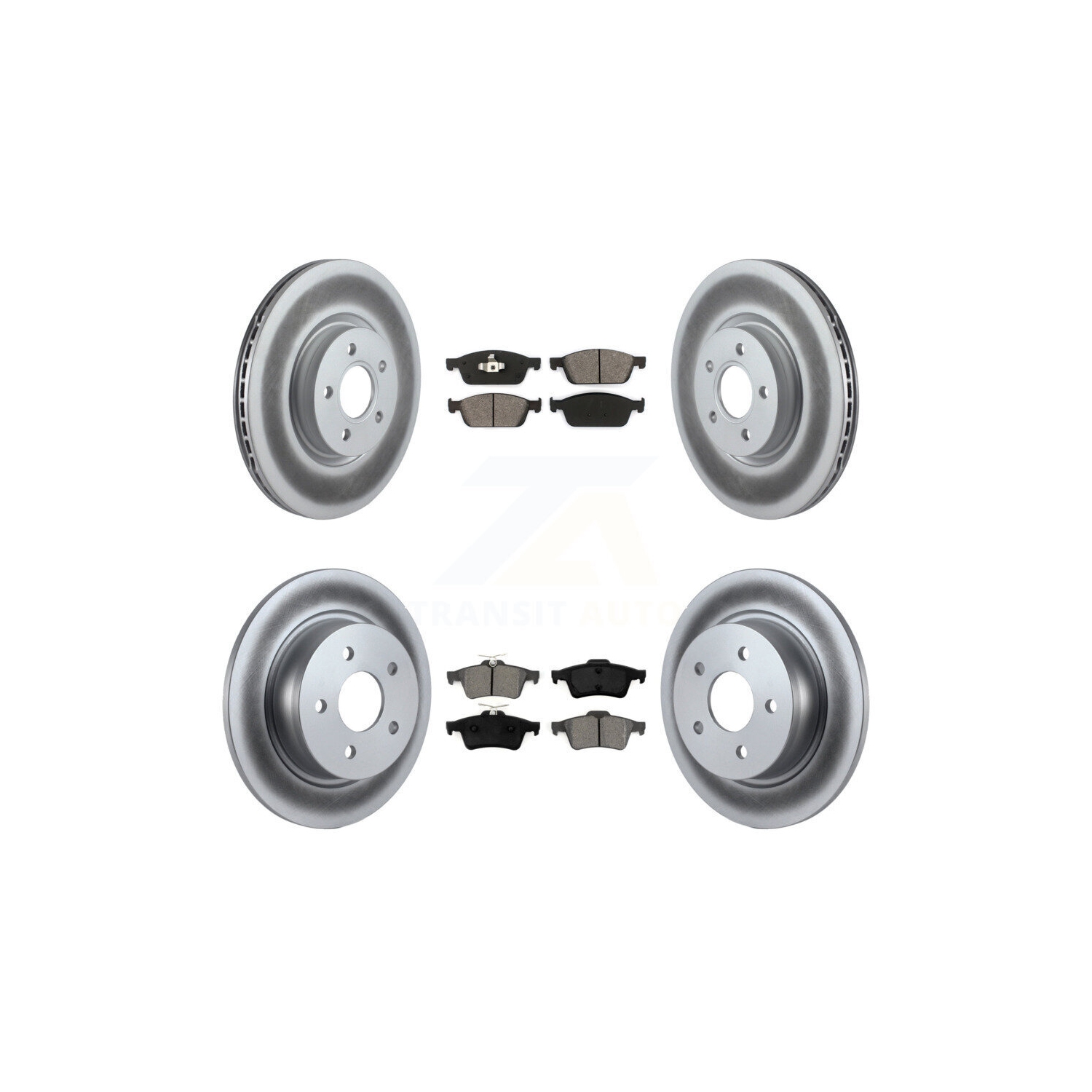 Front Rear Coated Disc Brake Rotors Semi-Metallic Pad Kit For Ford Escape Transit Connect KGS-100975