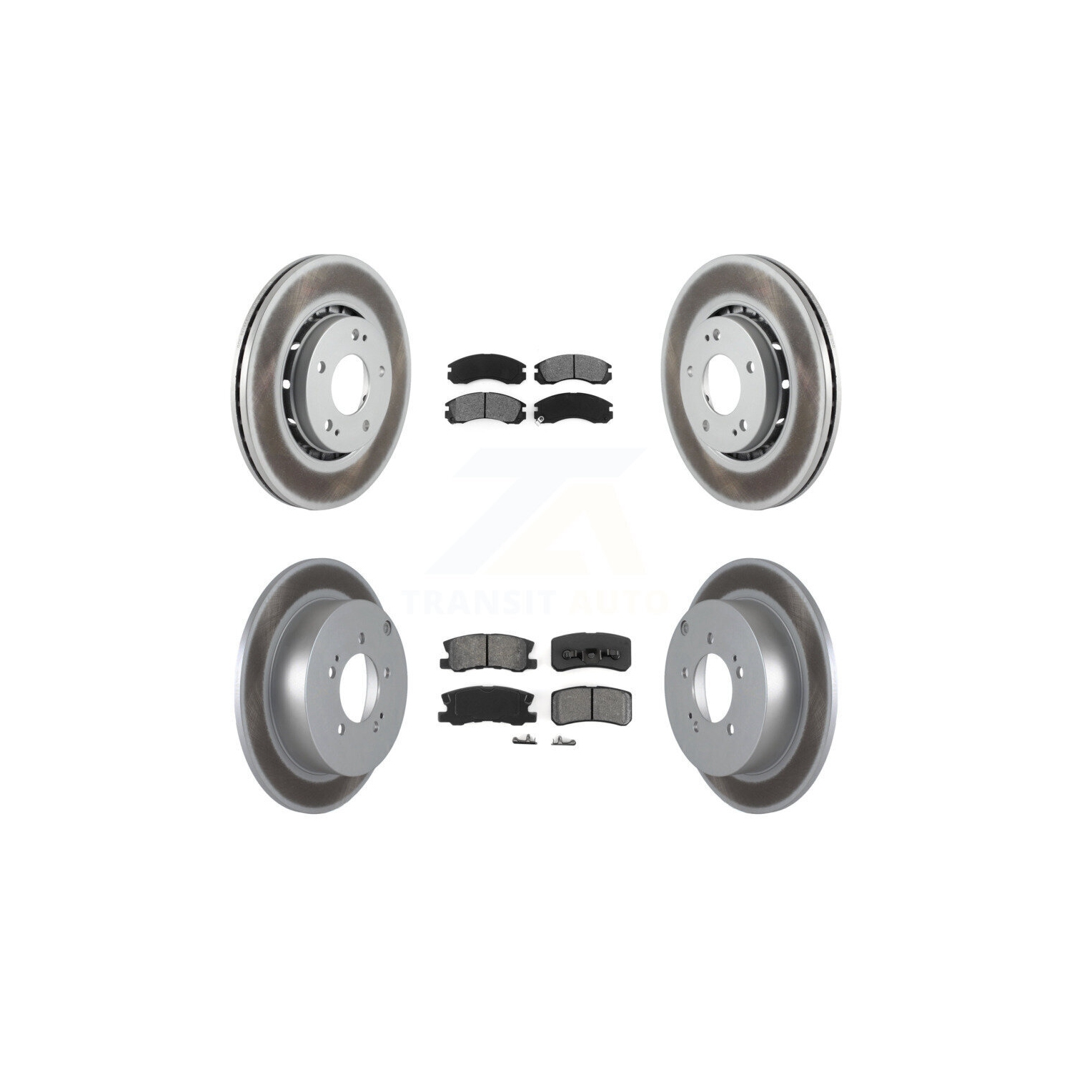 Front Rear Coated Disc Brake Rotors And Semi-Metallic Pads Kit For Mitsubishi Lancer KGS-101081