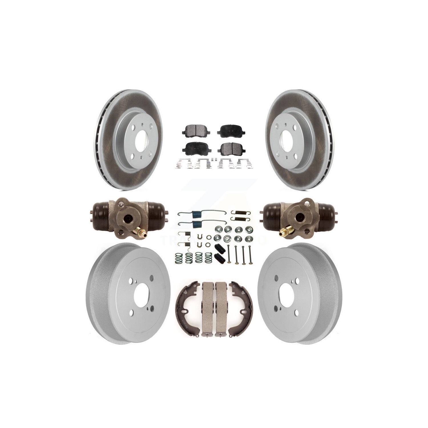 Front Rear Coated Disc Brake Rotors Ceramic Pad Drum Kit For Toyota Corolla Non-ABS KGT-101860