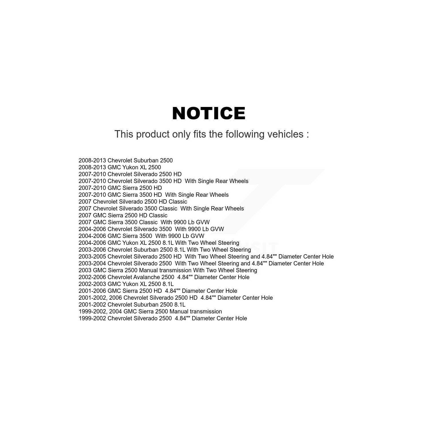 Ensemble de plaquettes en céramique pour disques de frein arrière pour Chevrolet GMC Sierra 2500 HD Silverado 3500 XL KGA-103905