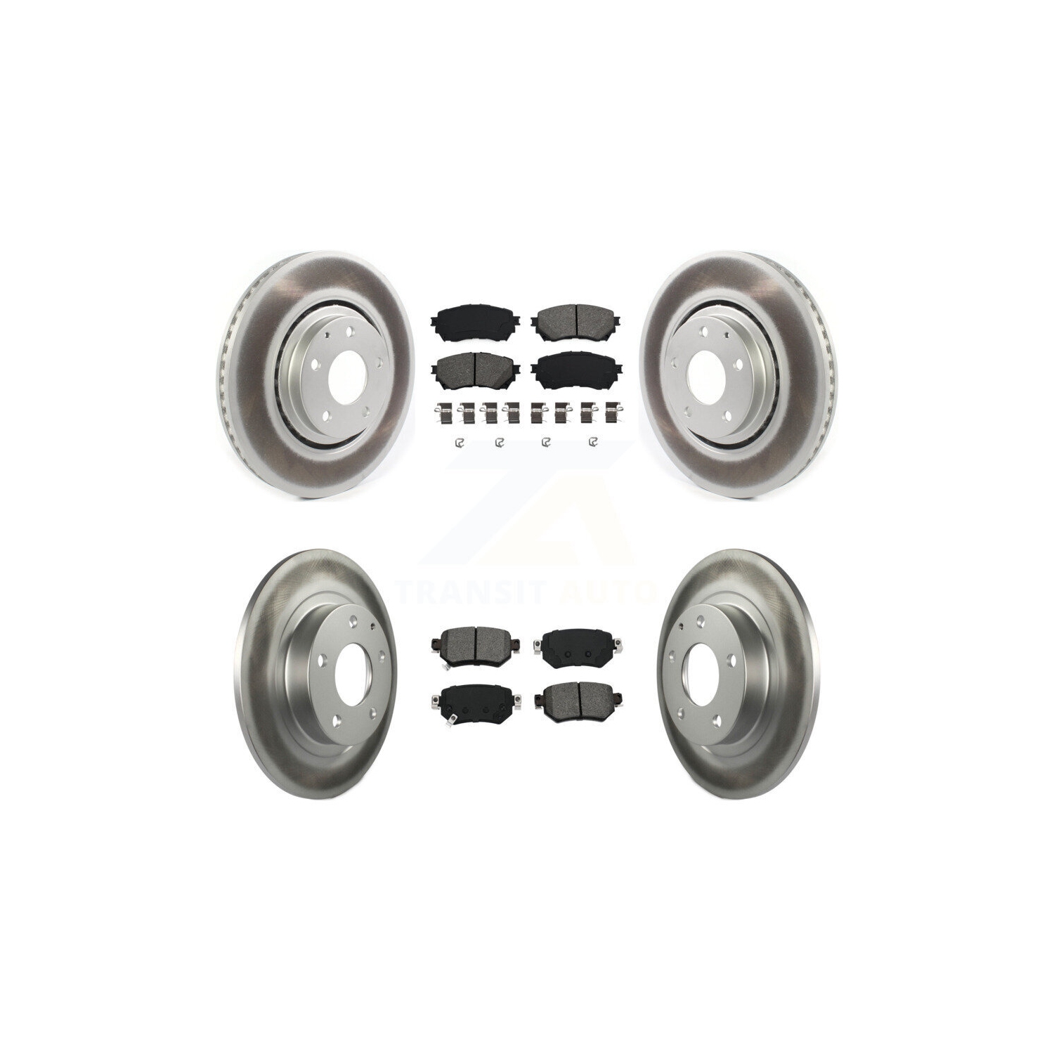 Front Rear Coated Disc Brake Rotors & Semi-Metallic Pad Kit For 2021 Mazda 6 Turbocharged KGS-102410