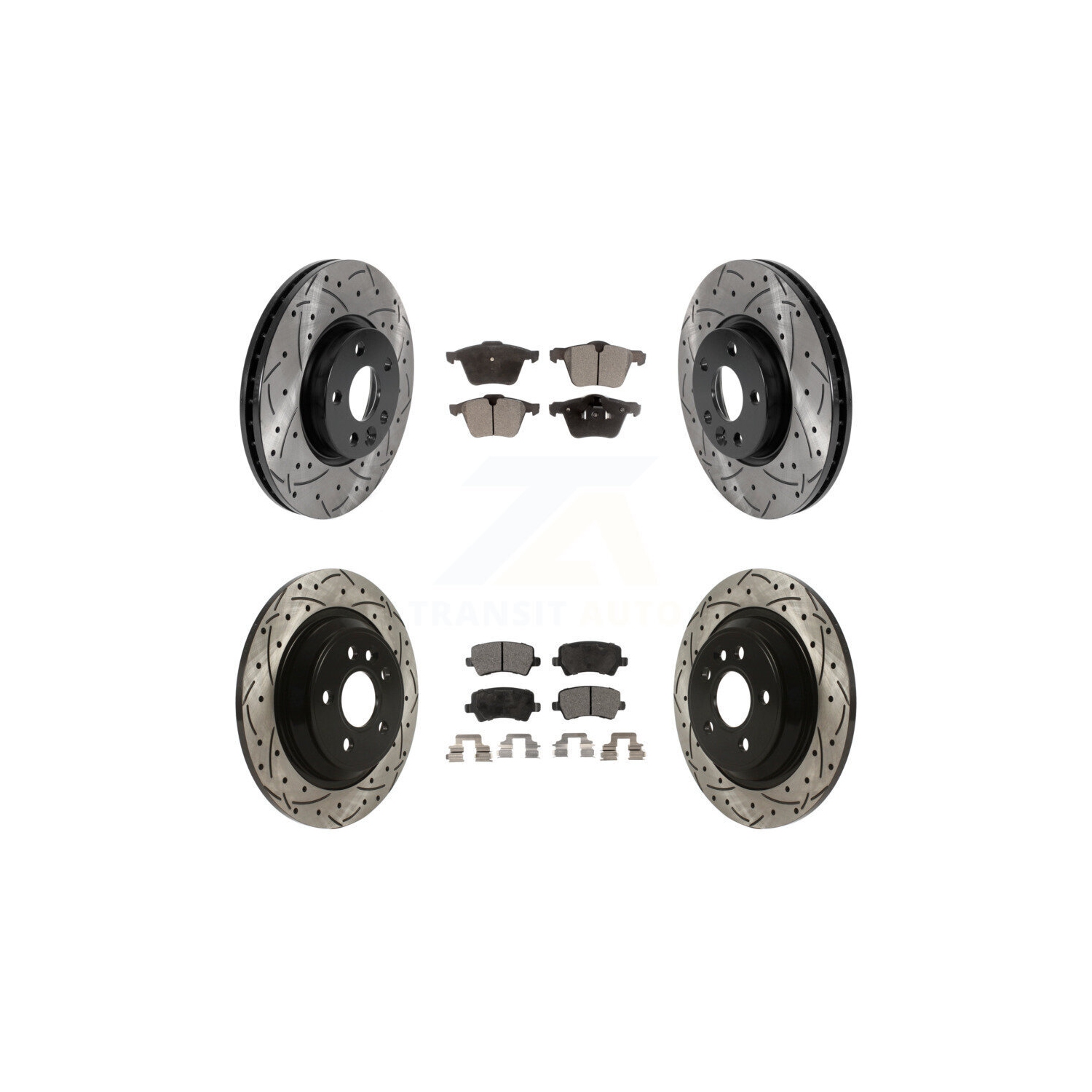 Disques de frein à disque perforés et enduits de revêtement à l'avant et plaquettes en céramique pour Volvo V70 KDT-100861