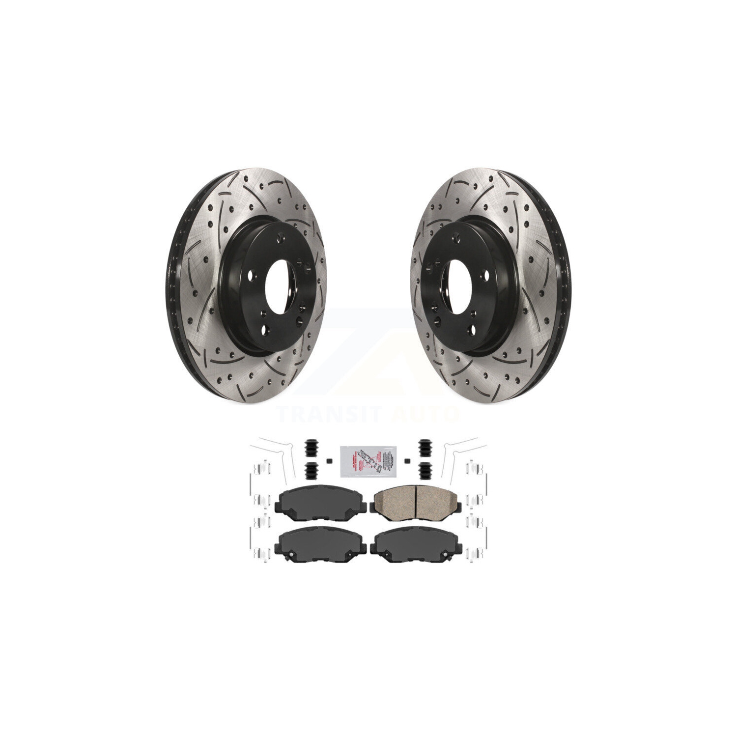 Disques de frein à disque perforés et plaquettes en céramique enduits de revêtement avant pour Honda Civic KDA-100027