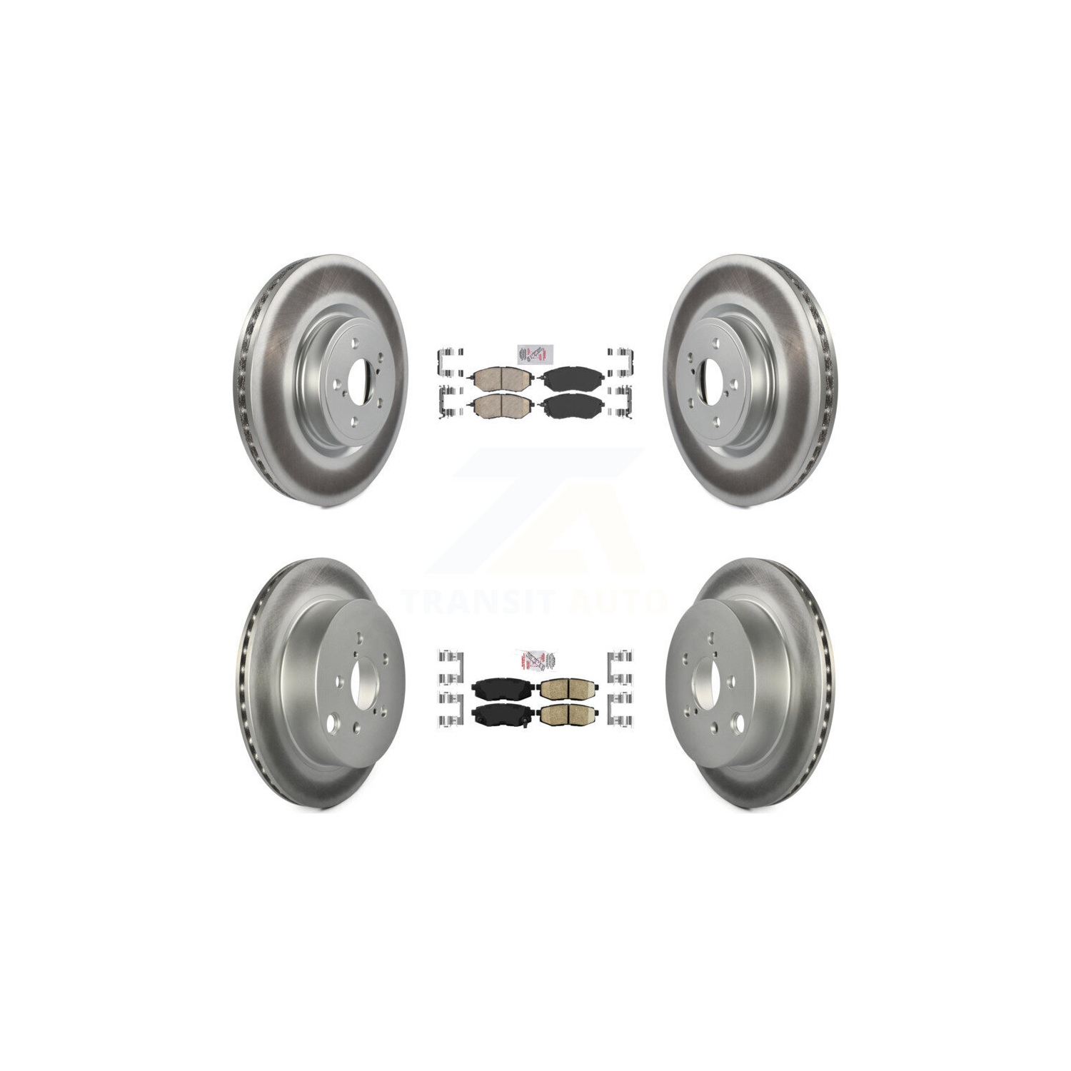 Front Rear Ceramic Pad And Coated Disc Brake Rotor Kit For 2014-2018 Subaru Forester 2.0L KGA-101269