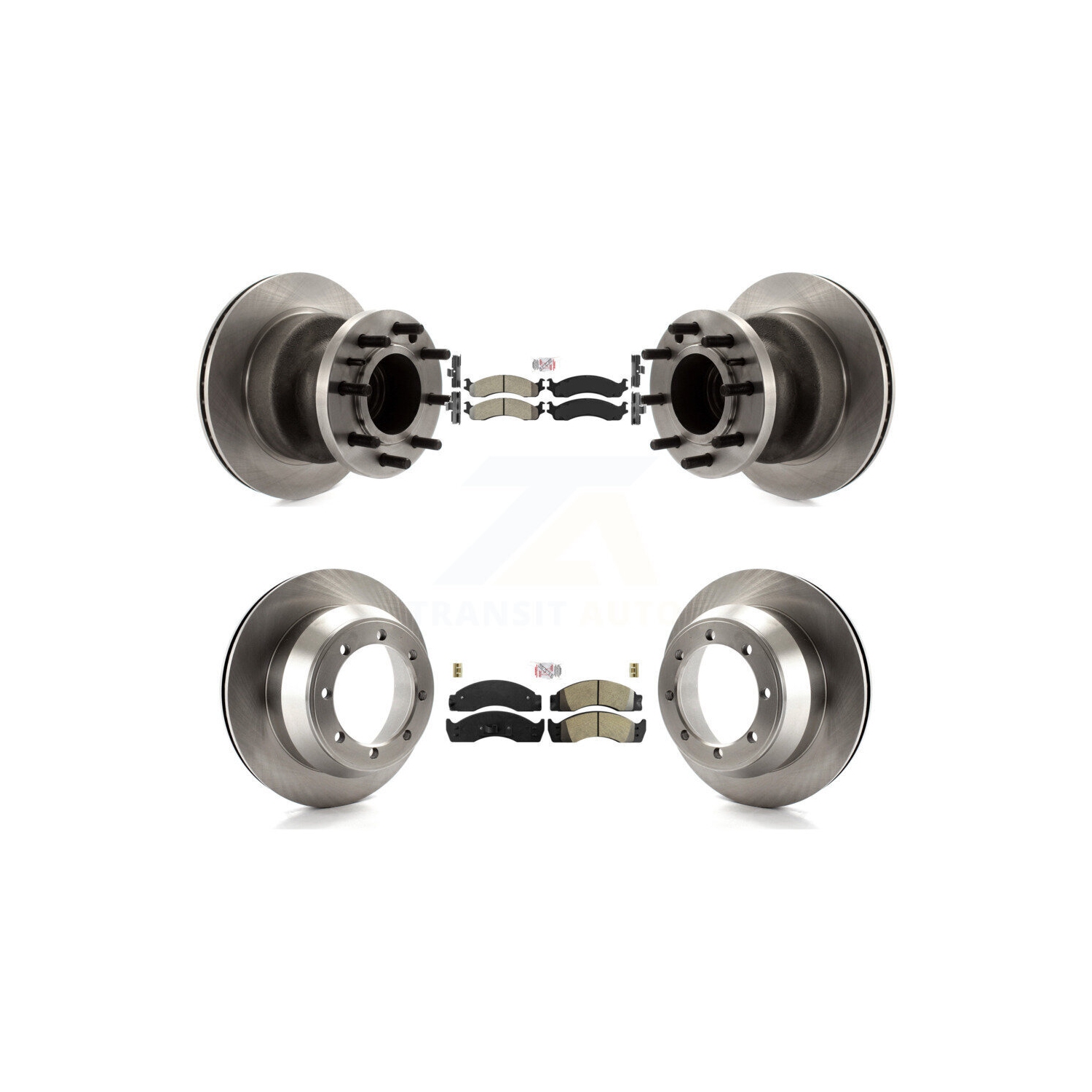 Front Rear Semi-Metallic Pads And Disc Brake Rotors Hub Kit For Ford Econoline Super Duty K8A-105881