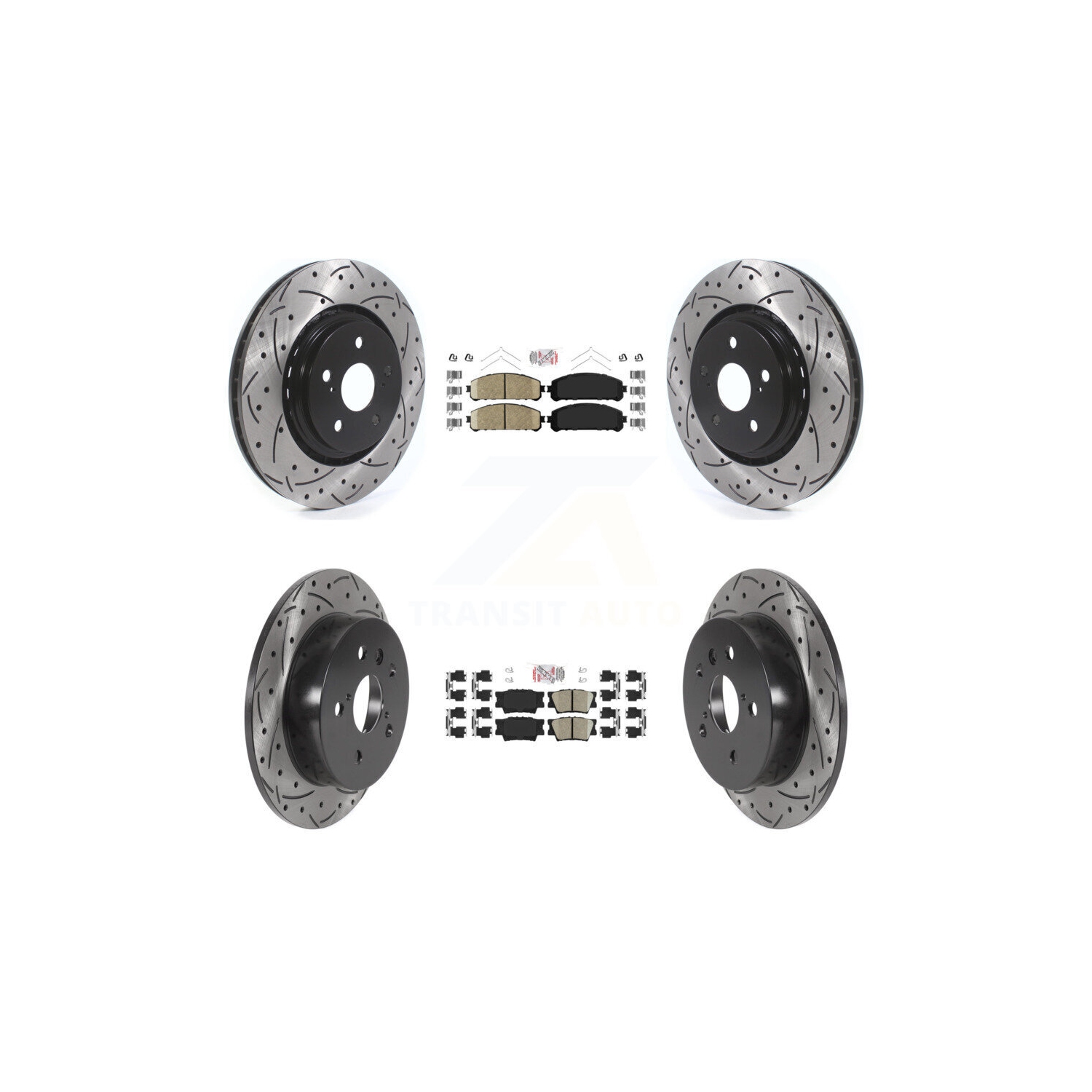 Front Rear Ceramic Pad Coated Drilled Slot Disc Brake Rotor Kit For 2022 Toyota Camry TRD KDA-102614