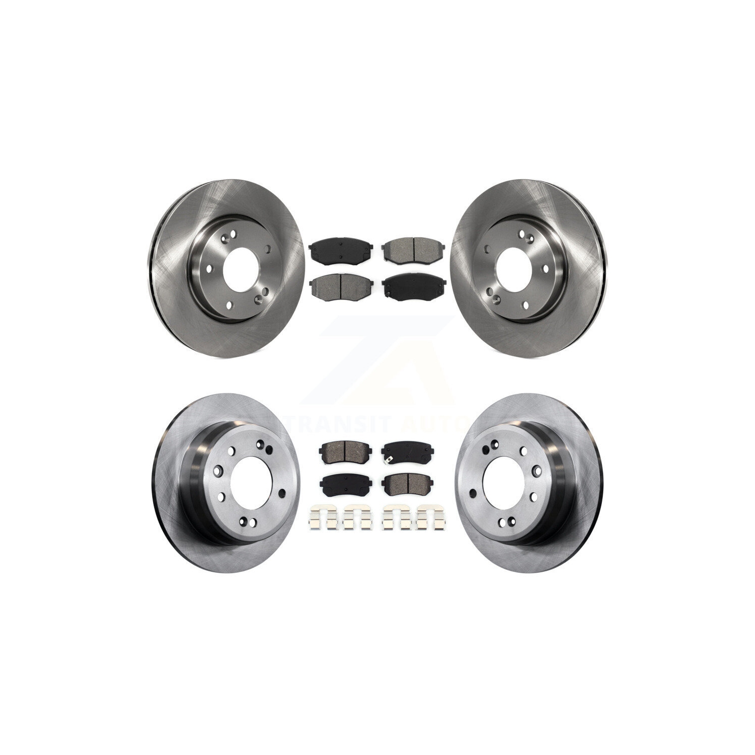 Front Rear Disc Brake Rotor And Semi-Metallic Pad Kit For Hyundai Tucson Kia Sportage FWD K8S-101175