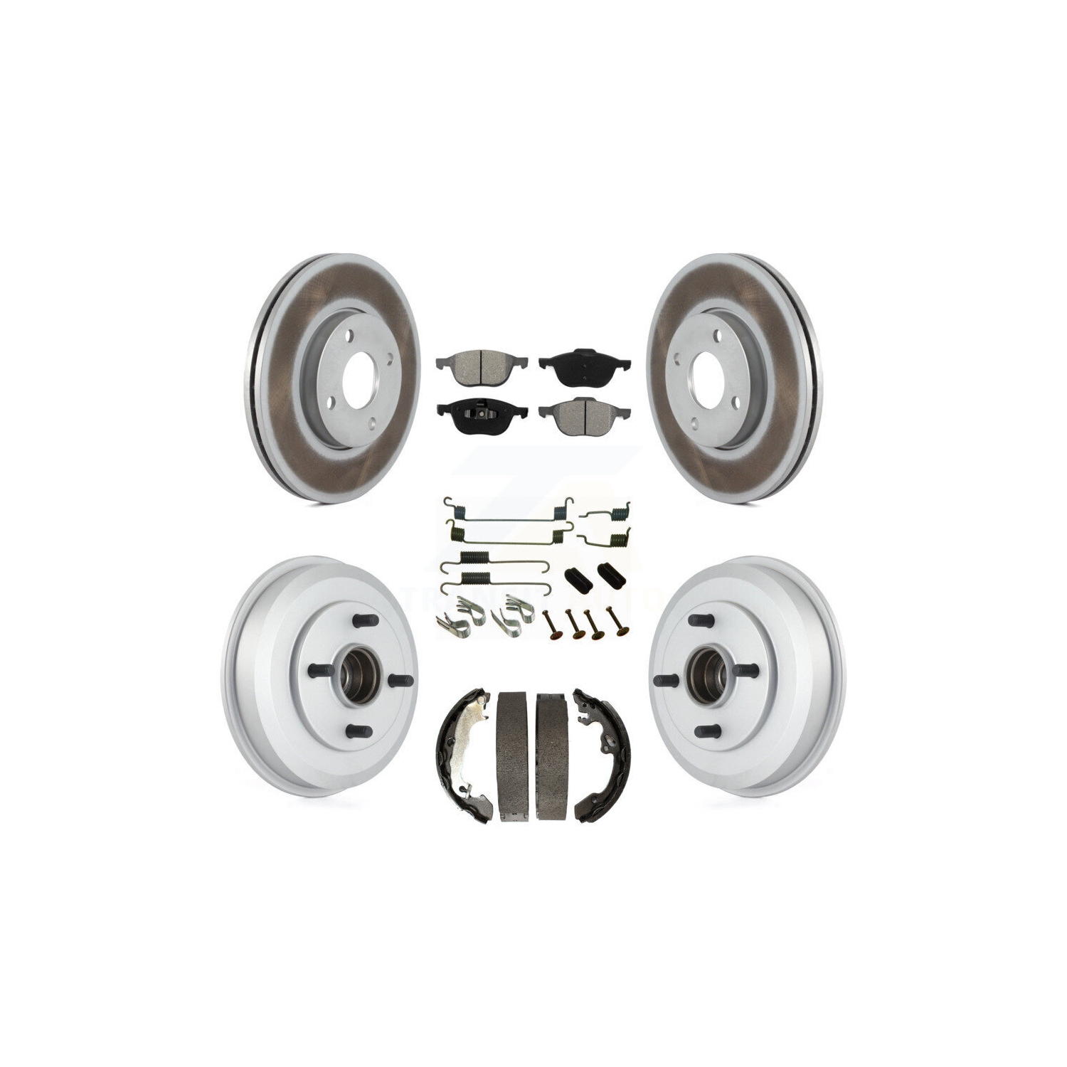 Disques de frein à disque à revêtement arrière avant, plaquettes semi-métalliques et tambour pour Ford Focus KGS-101606