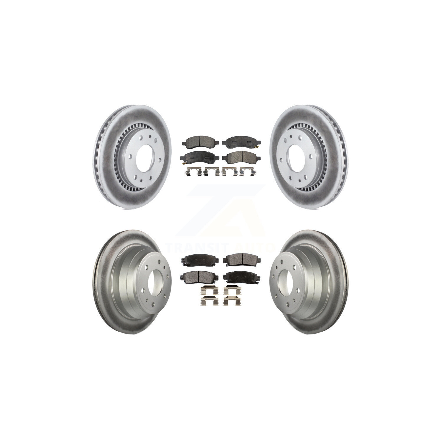 Front Rear Coated Brake Rotor & Semi-Metallic Pad Kit For Chevrolet Trailblazer GMC Envoy KGF-100596