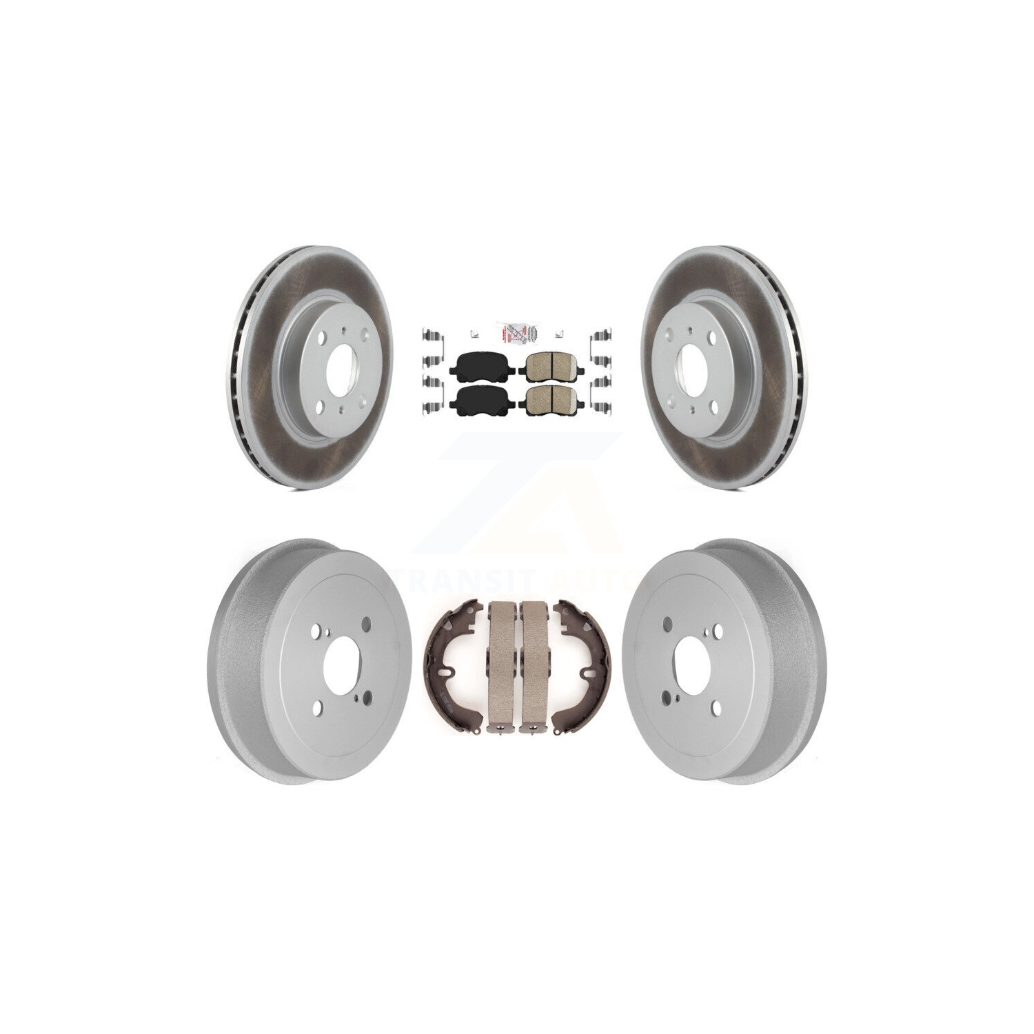 Front Rear Disc Brake Rotors Ceramic Pads And Coated Drum Kit For Toyota Corolla KGA-104388