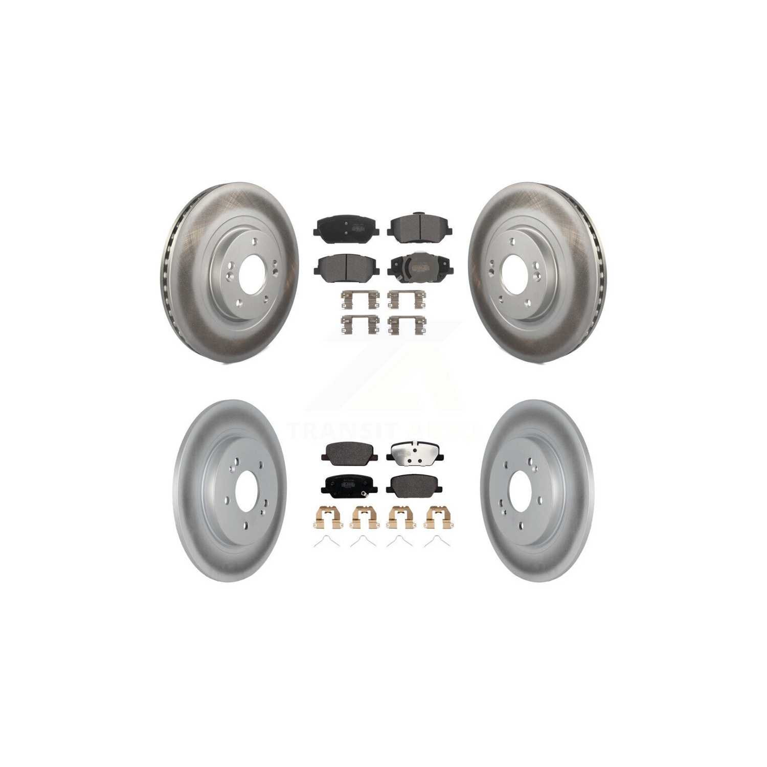 Front Rear Coated Disc Brake Rotor & Semi-Metallic Pad Kit For 2019-2020 Hyundai Santa Fe KGF-102709