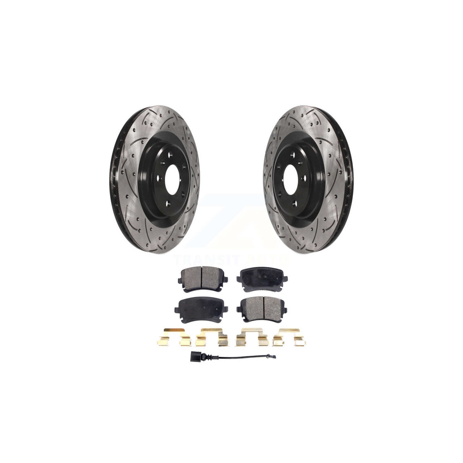 Rear Coated Drilled Slotted Disc Brake Rotors And Semi-Metallic Pads Kit For Audi S4 S5 KDF-101118