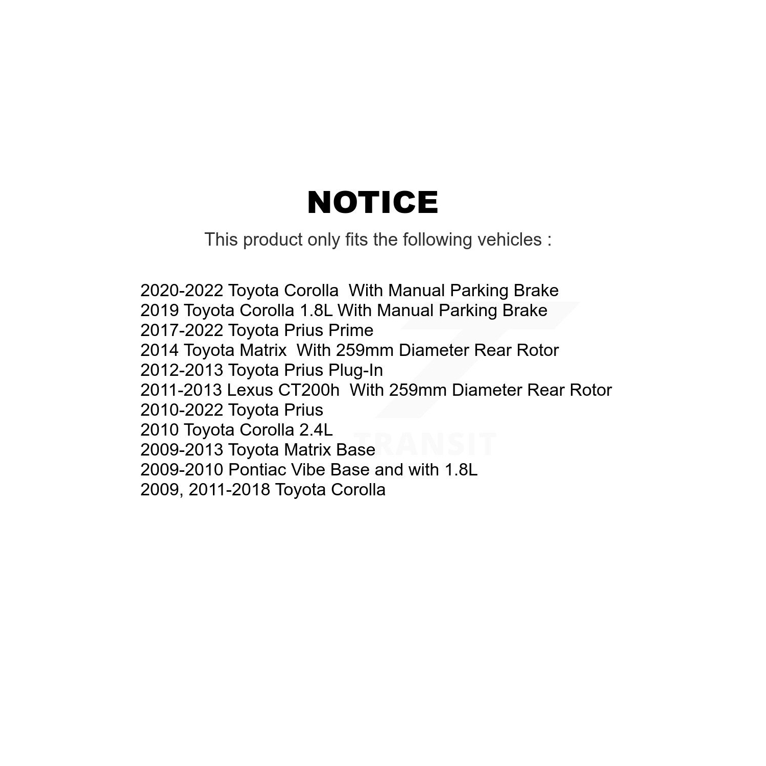 Rear Brake Rotor Semi-Metallic Pad Kit For Toyota Corolla Matrix Prius Prime Pontiac Vibe K8F-101548