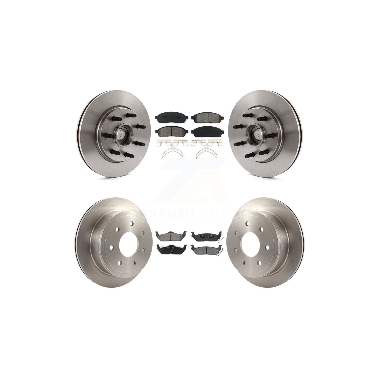 Front Rear Disc Brake Rotors And Semi-Metallic Pad Kit For Ford F-150 Lincoln Mark LT RWD K8S-103088