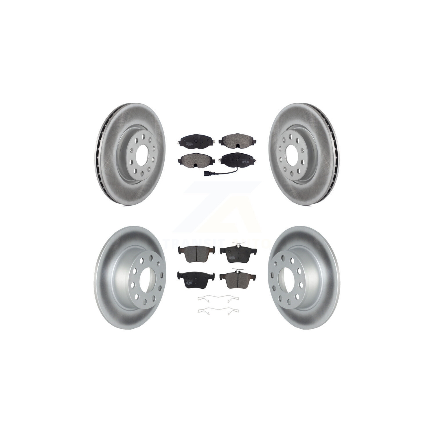 Front Rear Coat Disc Brake Rotors Semi-Metallic Pad Kit For 2022-2023 Volkswagen Taos FWD KGF-102757