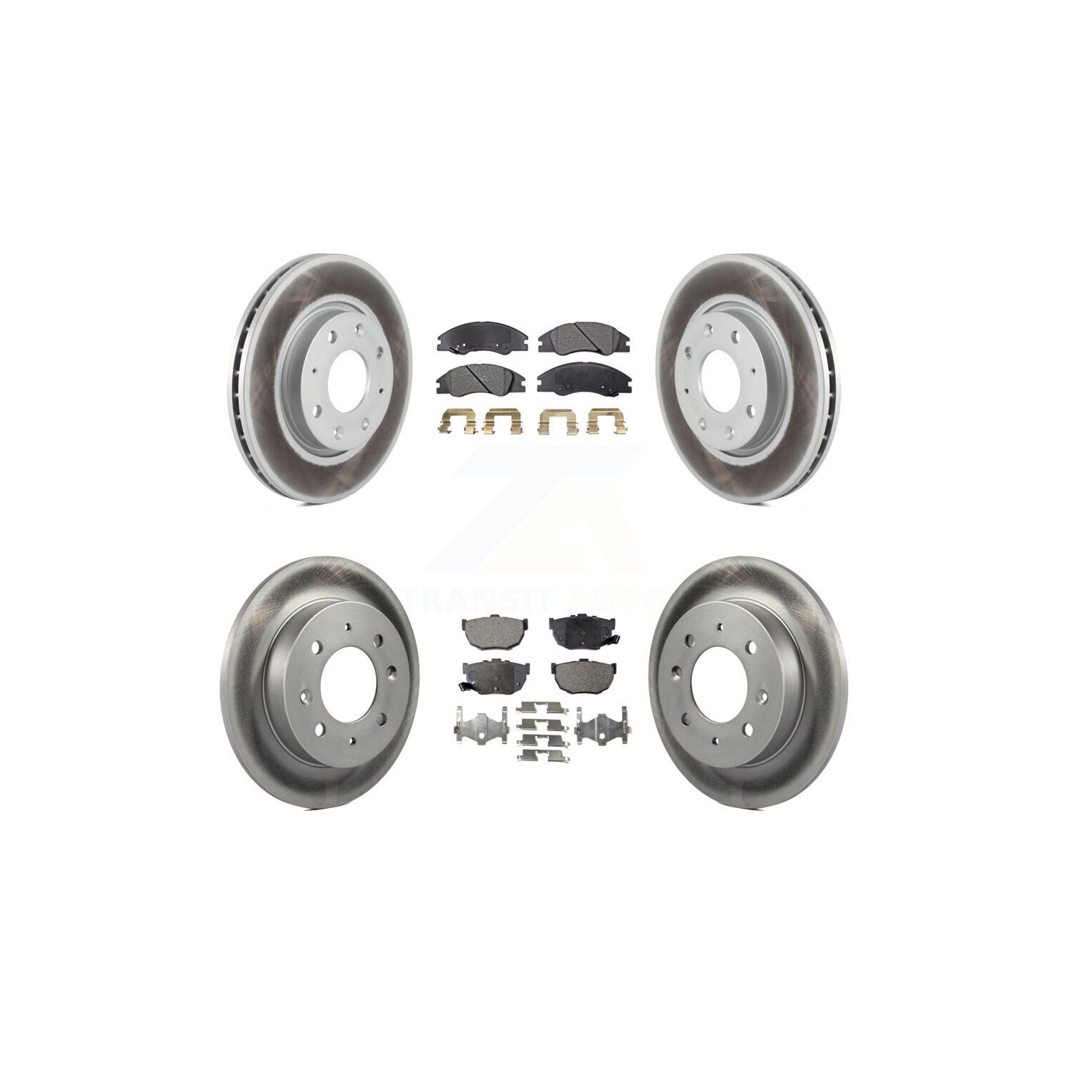 Front Rear Coated Disc Brake Rotors And Ceramic Pads Kit For Kia Spectra Spectra5 KGT-100991