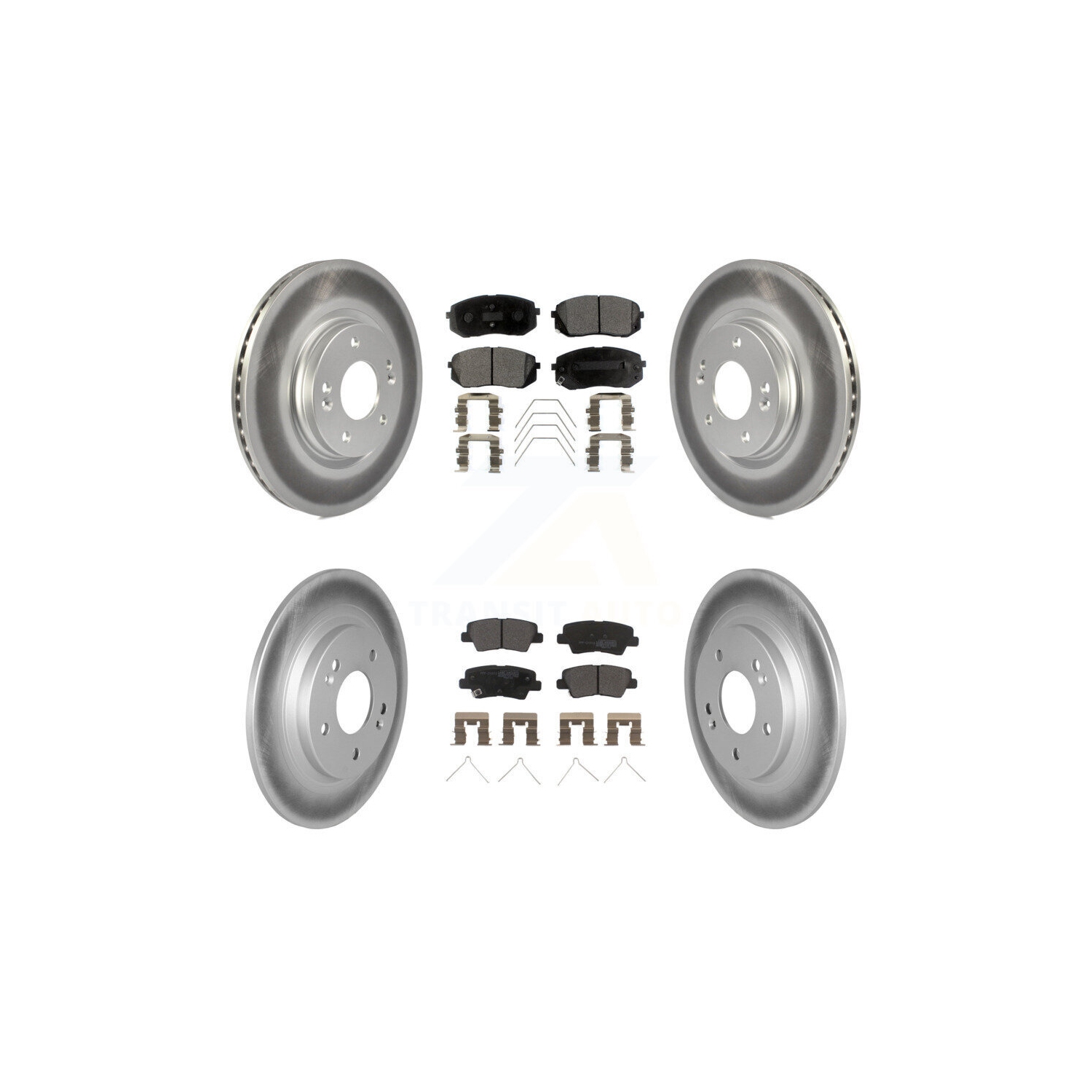 Front Rear Coated Disc Brake Rotor & Semi-Metallic Pad Kit For 2022-2023 Hyundai Kona AWD KGF-102862