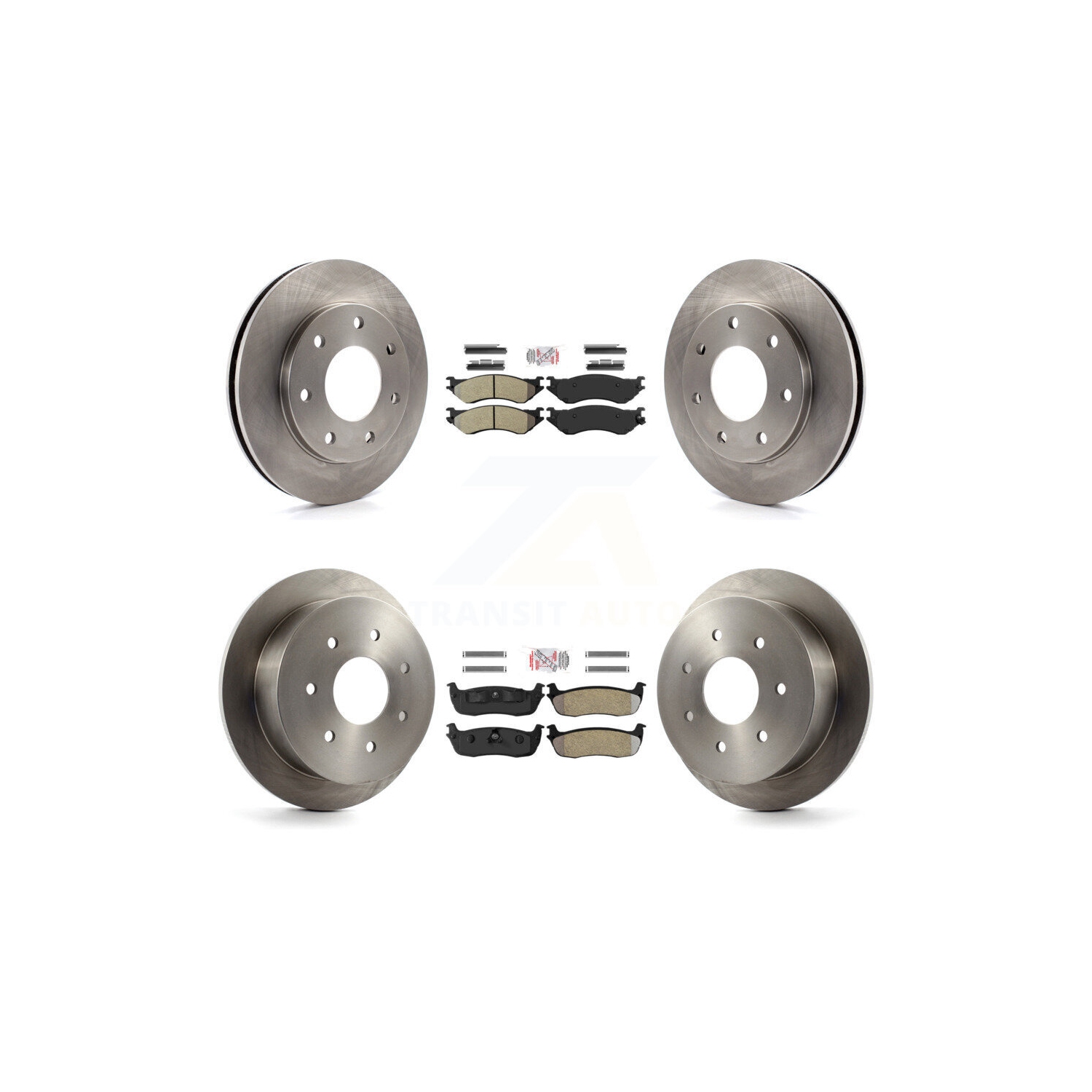 Front Rear Semi-Metallic Pads And Disc Brake Rotors Kit For Ford F-150 F-250 HD 4WD K8A-106369