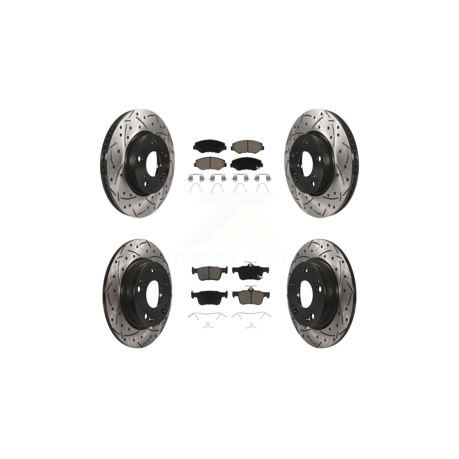 Disques de frein à disque perforés et enduits de revêtement à l'avant et plaquettes en céramique pour Honda Civic KDC-100340
