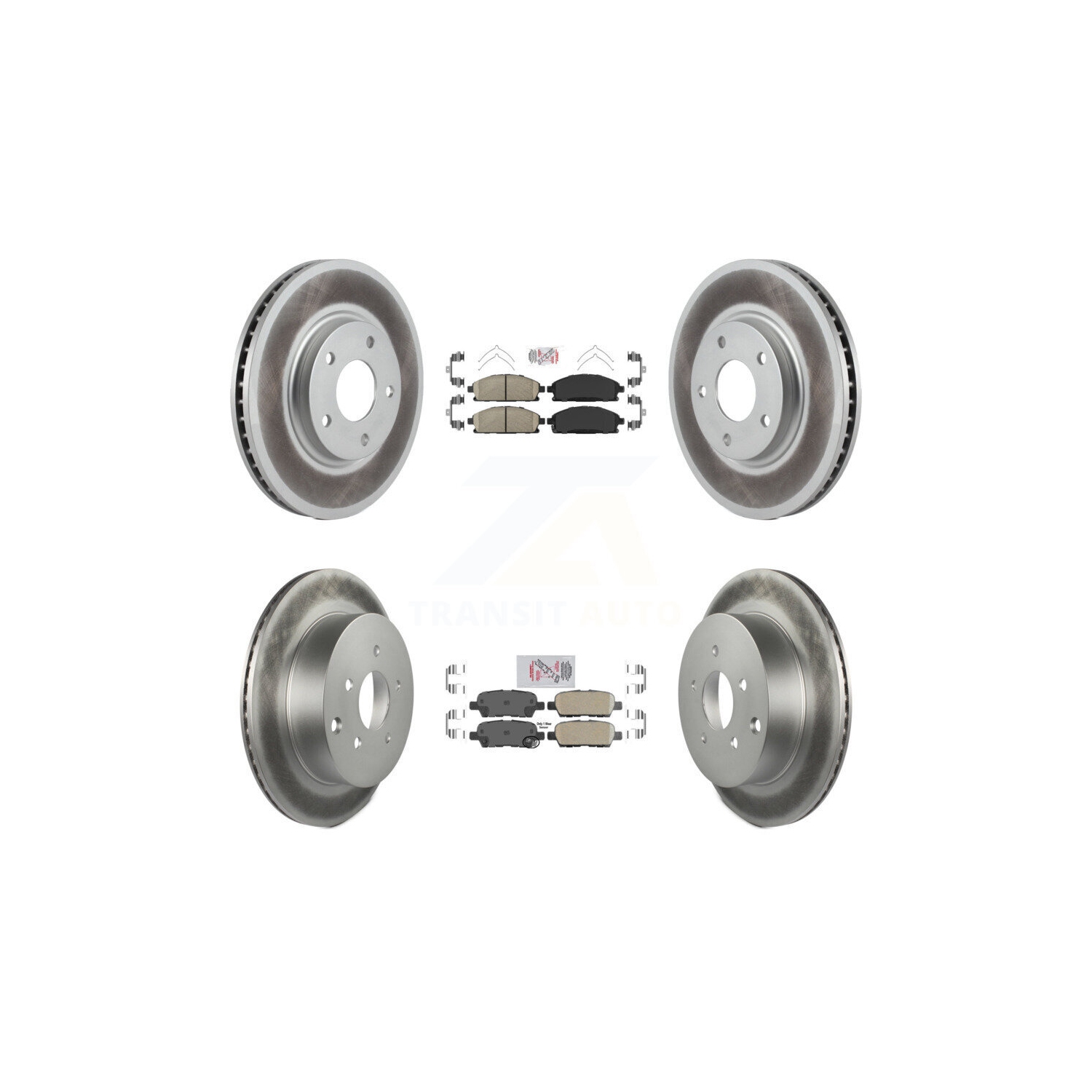 Front Rear Ceramic Pads And Coated Disc Brake Rotors Kit For 2004-2009 Nissan Quest KGA-101881
