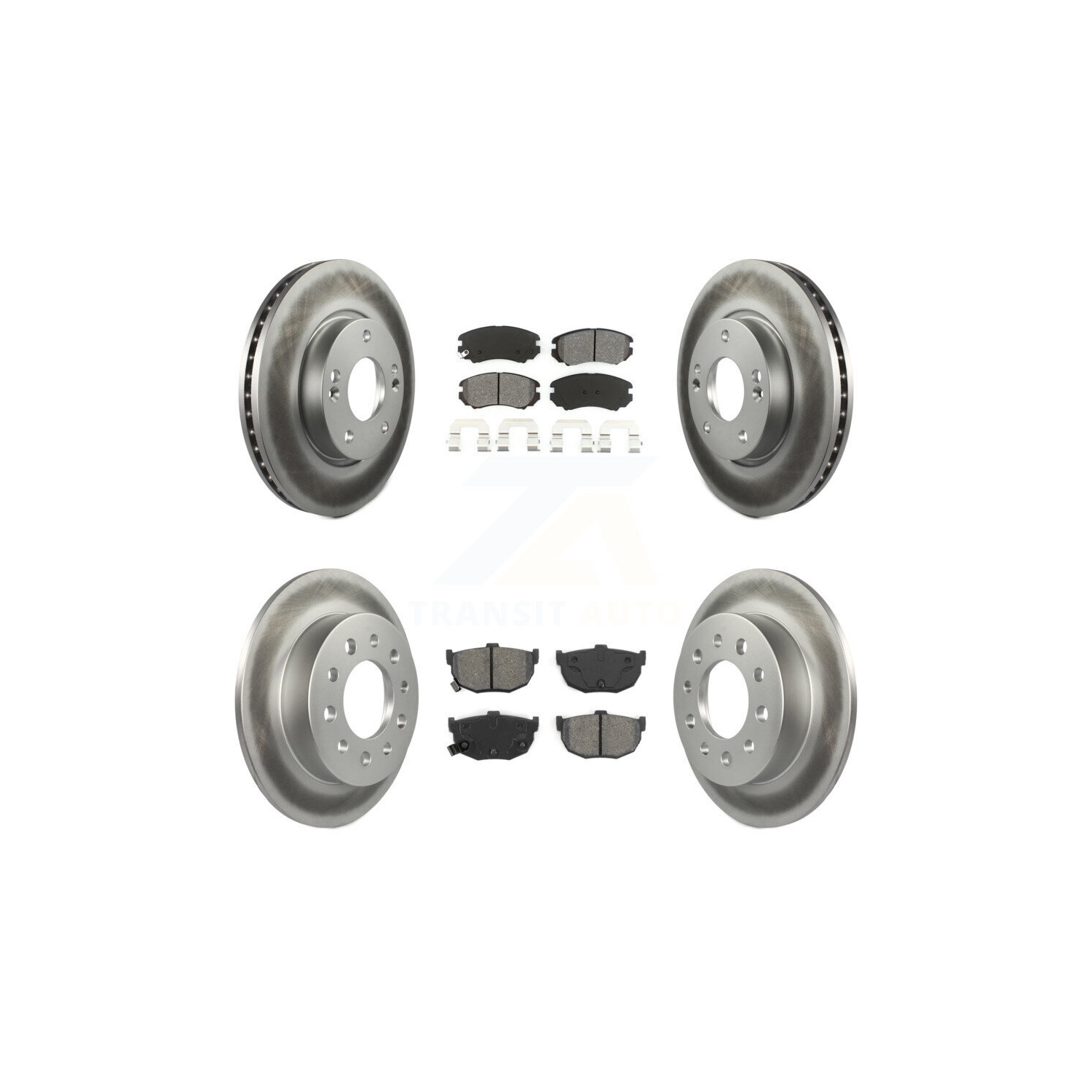 Front Rear Coated Disc Brake Rotors And Semi-Metallic Pads Kit For Hyundai Tiburon KGS-100818