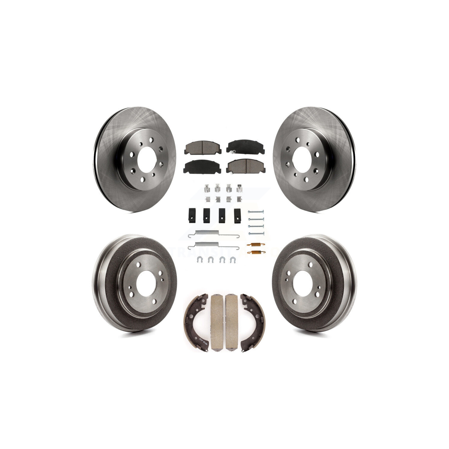 Front Rear Brake Rotors Ceramic Pad Drum Kit For 97 Honda Civic LX with 4-Wheel ABS K8C-102262