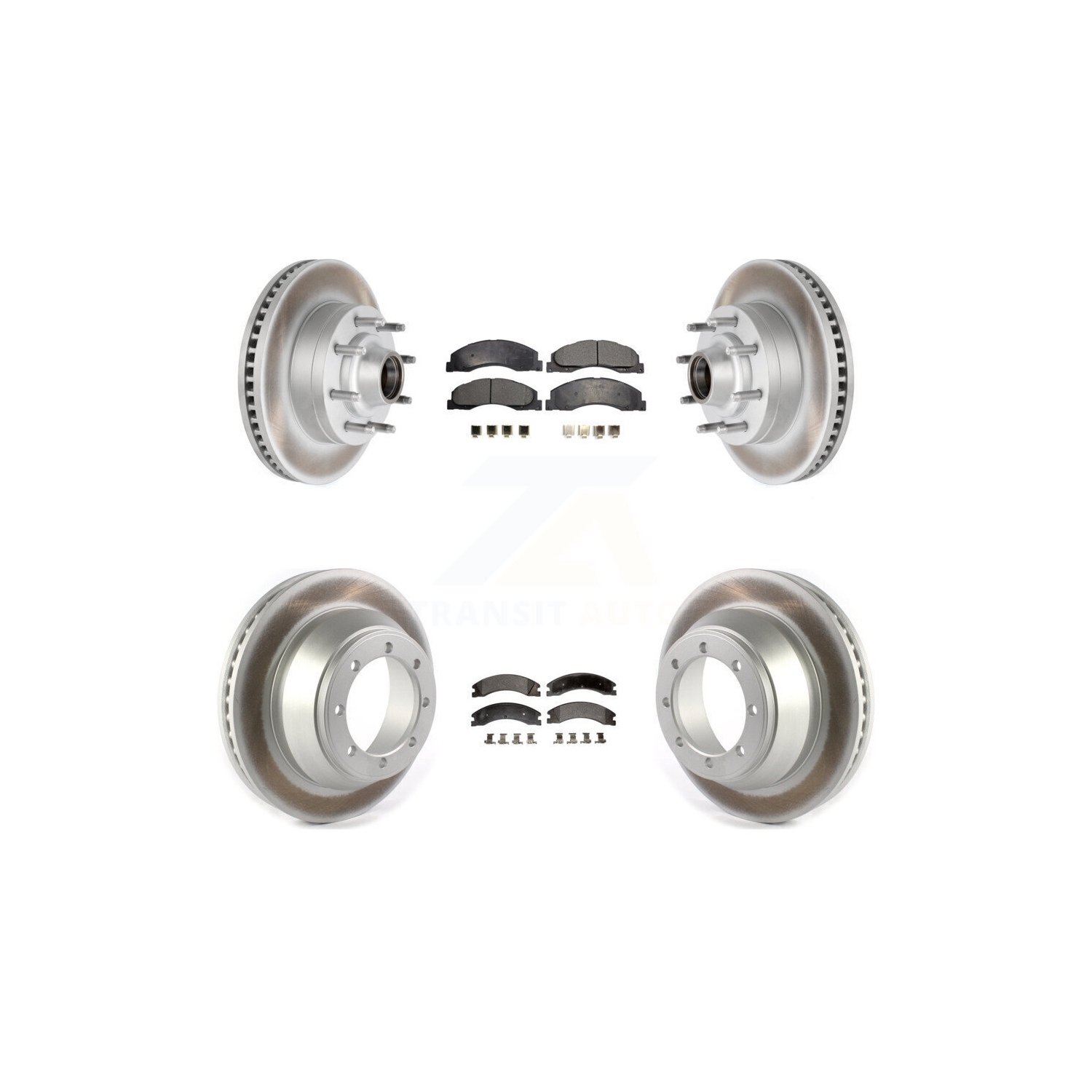 Disques de frein à disque recouverts à l'avant et plaquettes semi-métalliques pour Ford E-450 Super Duty KGF-102171