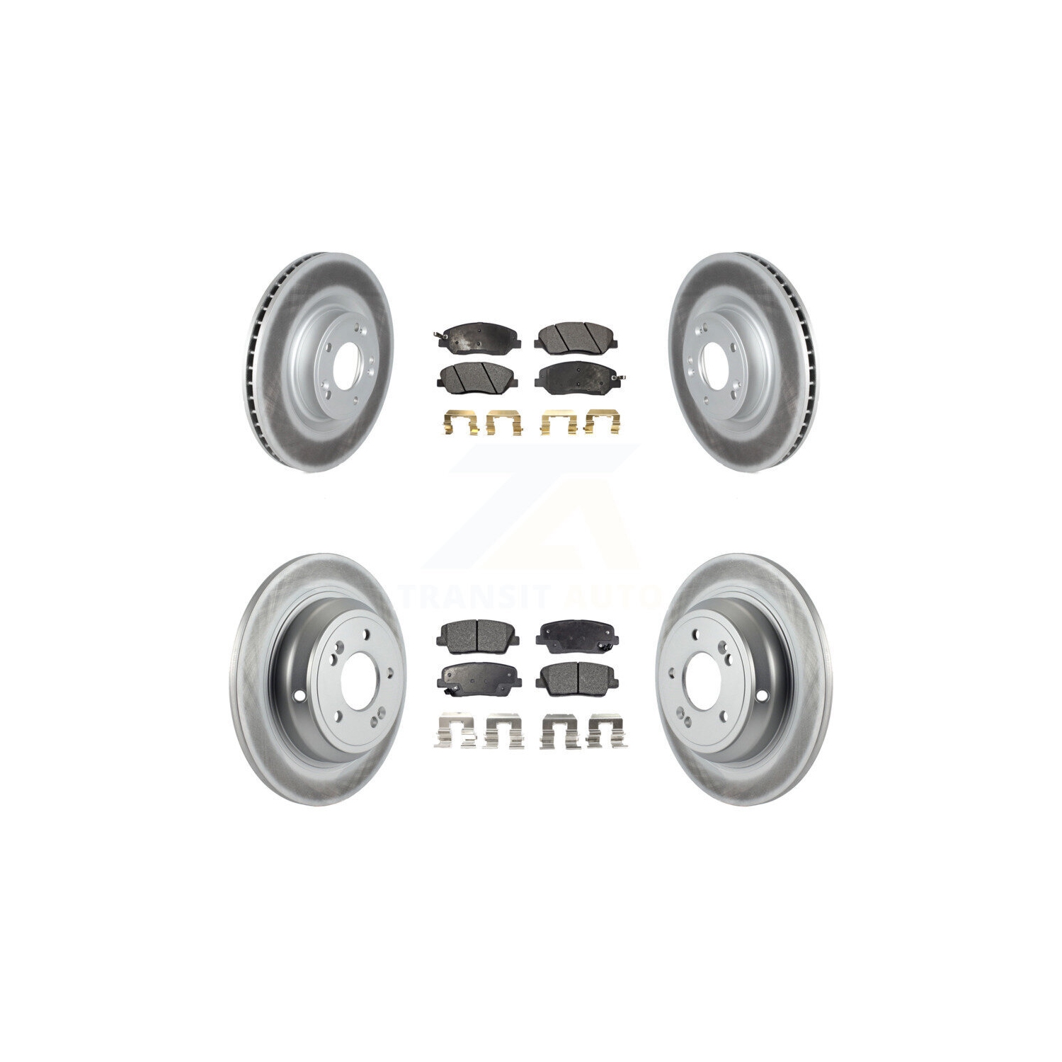 Front Rear Coated Disc Brake Rotors And Ceramic Pads Kit For Hyundai Genesis 3.8L KGT-102462