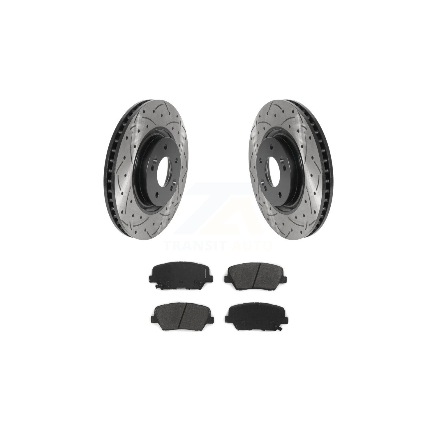 Front Coated Drill Slot Disc Brake Rotor Semi-Metallic Pad Kit For 2019-2022 Hyundai Nexo KDS-100919