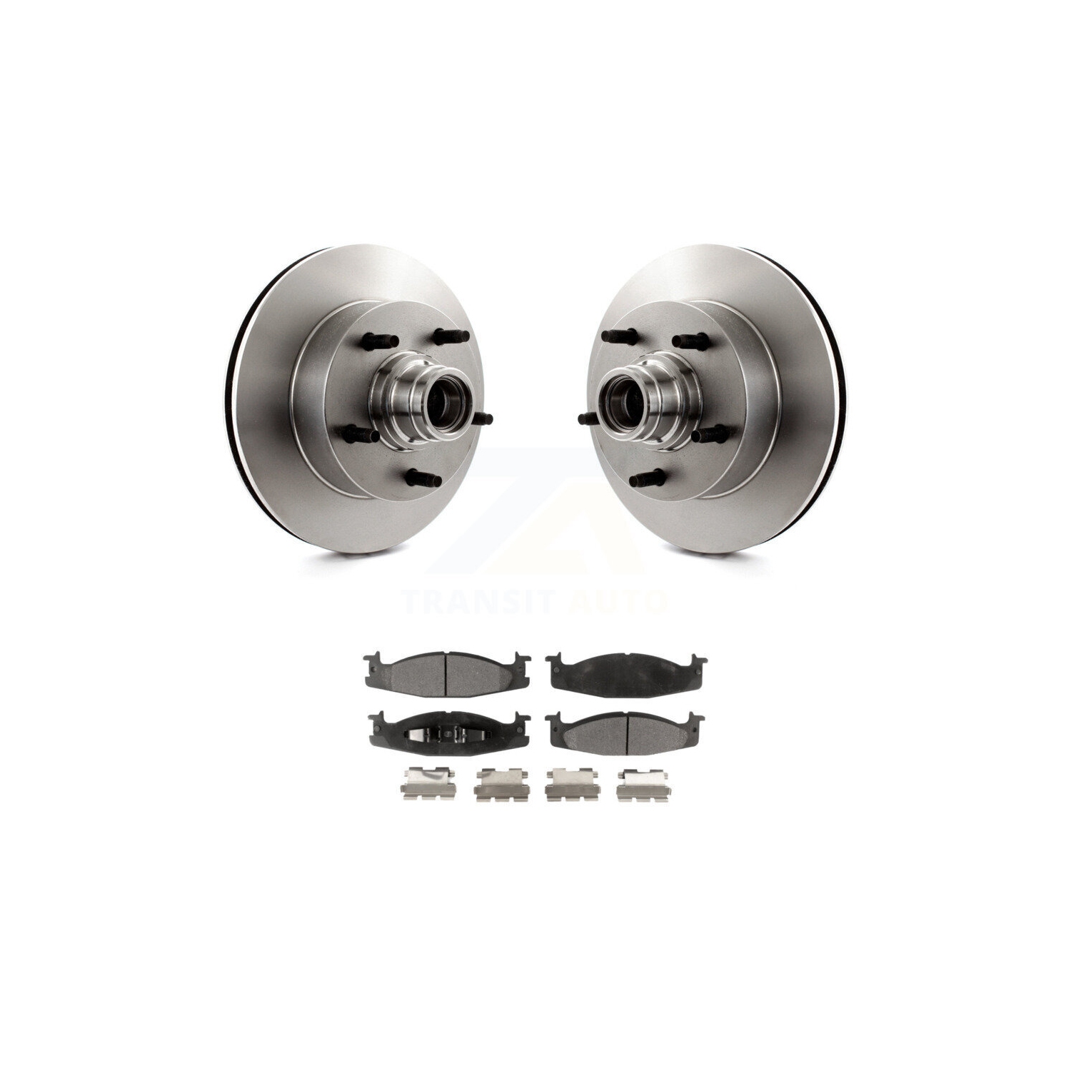 Front Disc Brake Rotor Hub Assembly & Ceramic Pad Kit For Ford E-150 Econoline Club Wagon K8T-100720