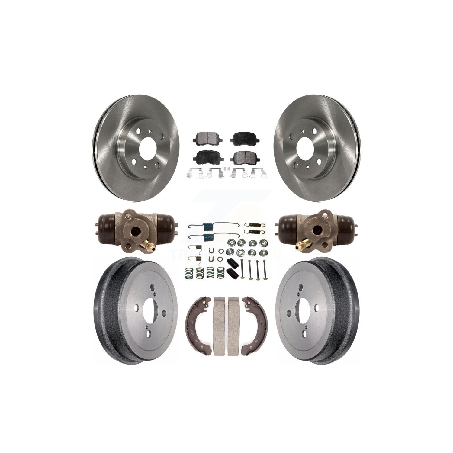 Front Rear Brake Rotor Ceramic Pad & Drum Kit For Toyota Corolla Non-ABS From 04 02 K8T-102945