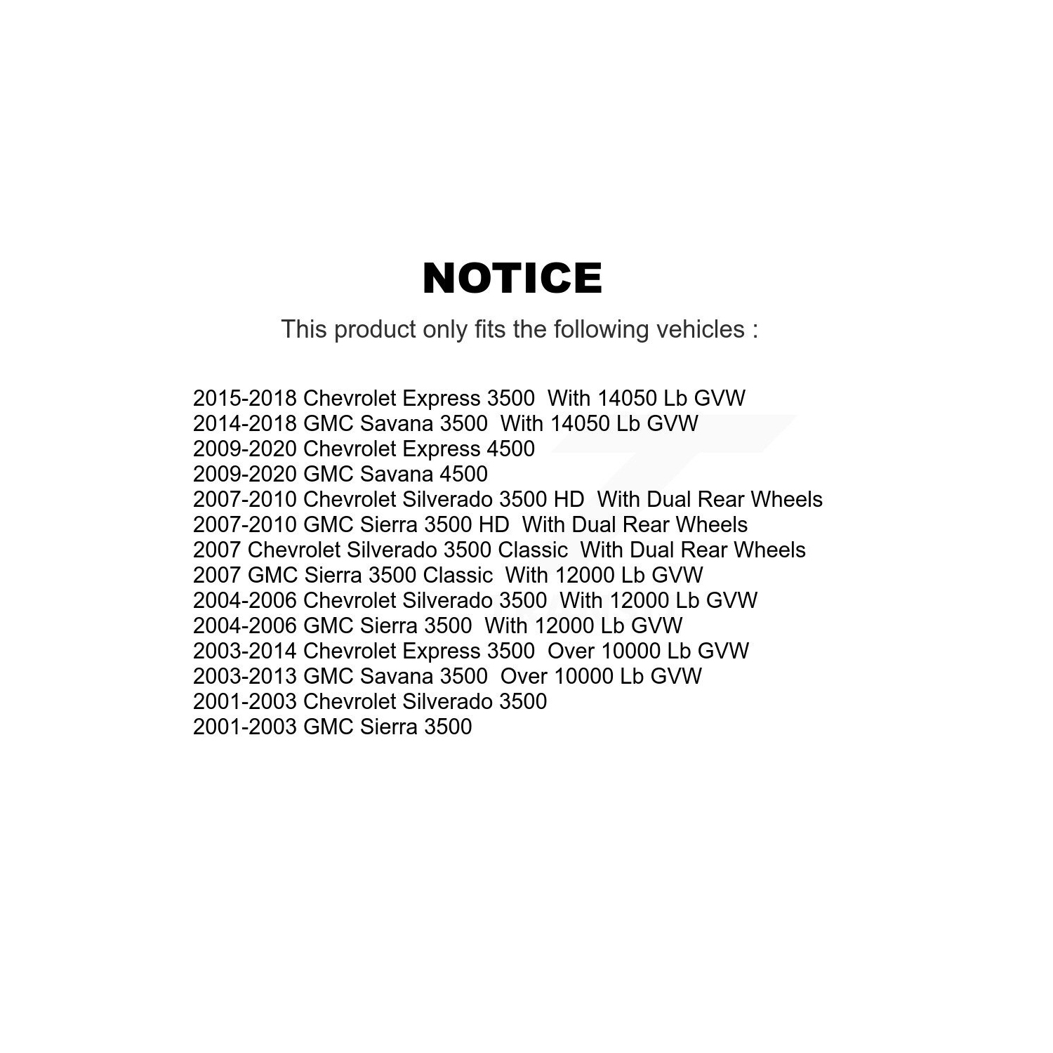 Ensemble disque de frein avant et plaquettes semi-métalliques pour Chevrolet Savana 3500 Express Sierra HD K8F-100024 de GMC