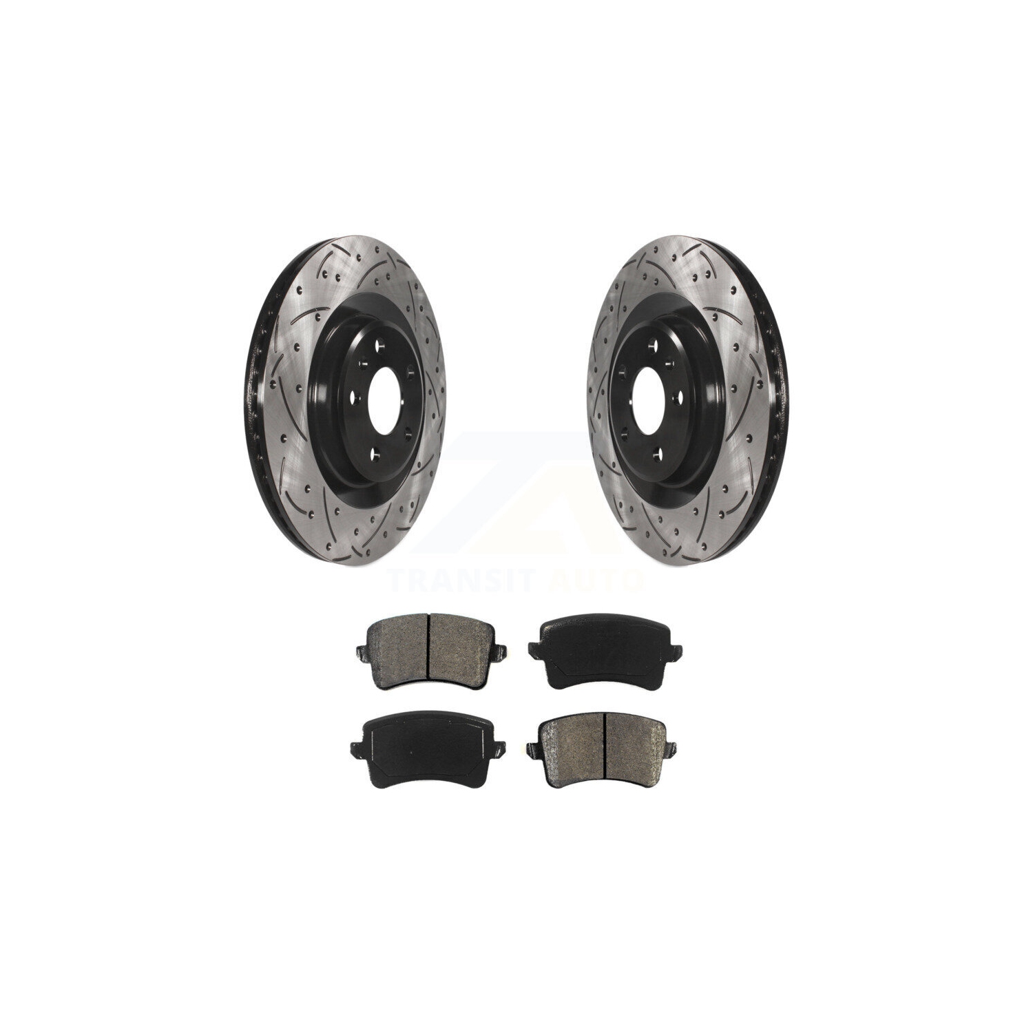 Rear Drilled Slot Brake Rotor & Semi-Metallic Pad Kit For Audi Q5 S4 A4 Quattro S5 SQ5 A5 KDS-100479