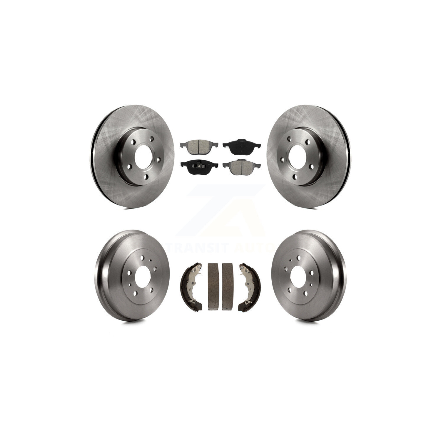 Front Rear Disc Brake Rotors Semi-Metallic Pads And Drum Kit For Ford Focus K8S-103269