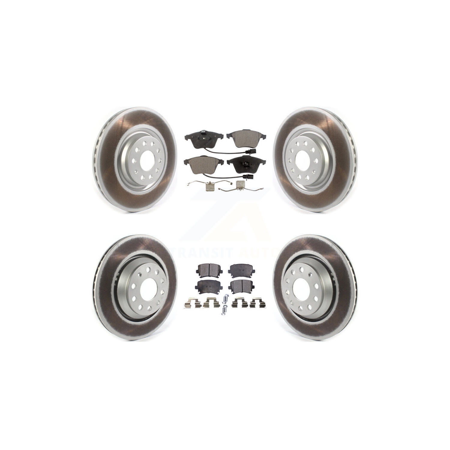 Front Rear Coated Disc Brake Rotors And Ceramic Pads Kit For Volkswagen CC KGT-102154