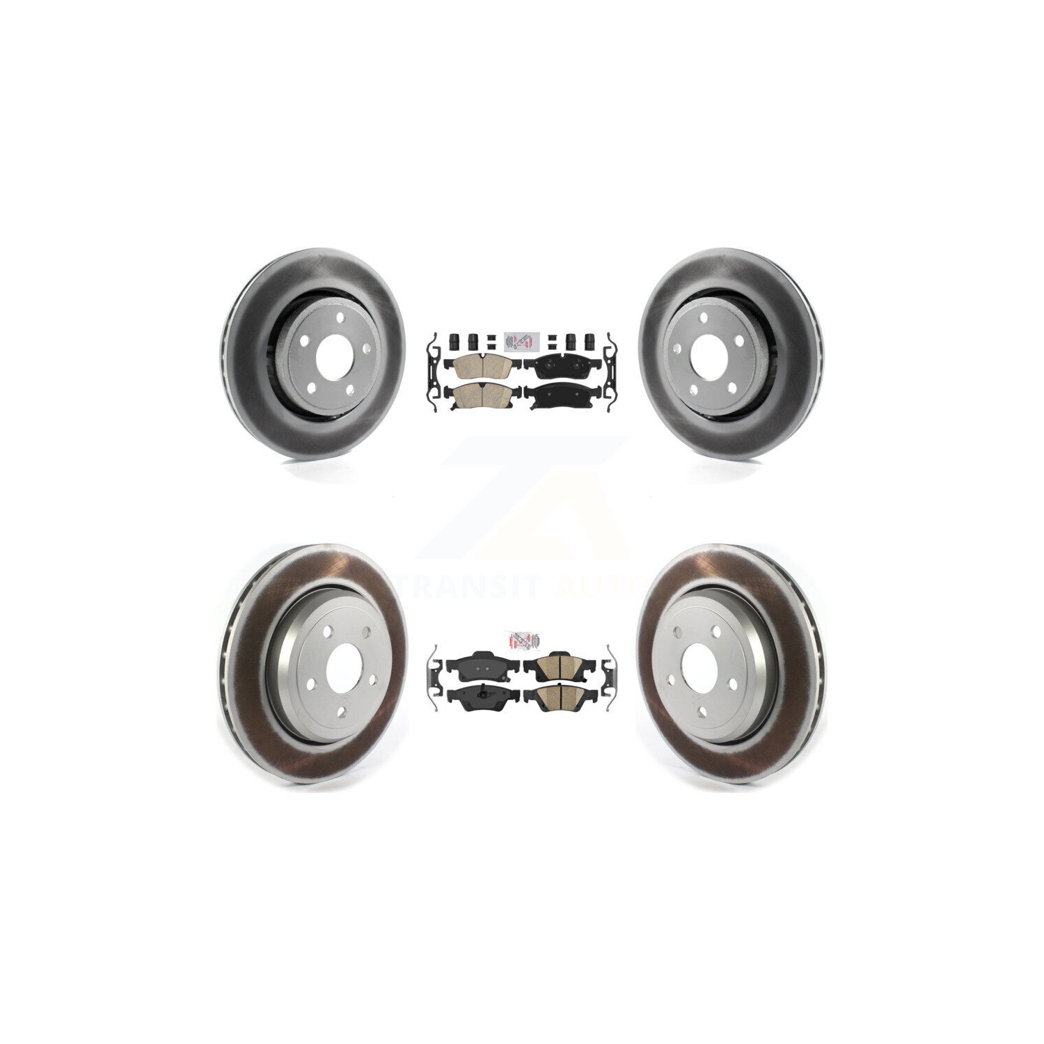 Front Rear Ceramic Pad & Coated Brake Rotor Kit For Dodge Durango With Vented Rotors KGA-105589