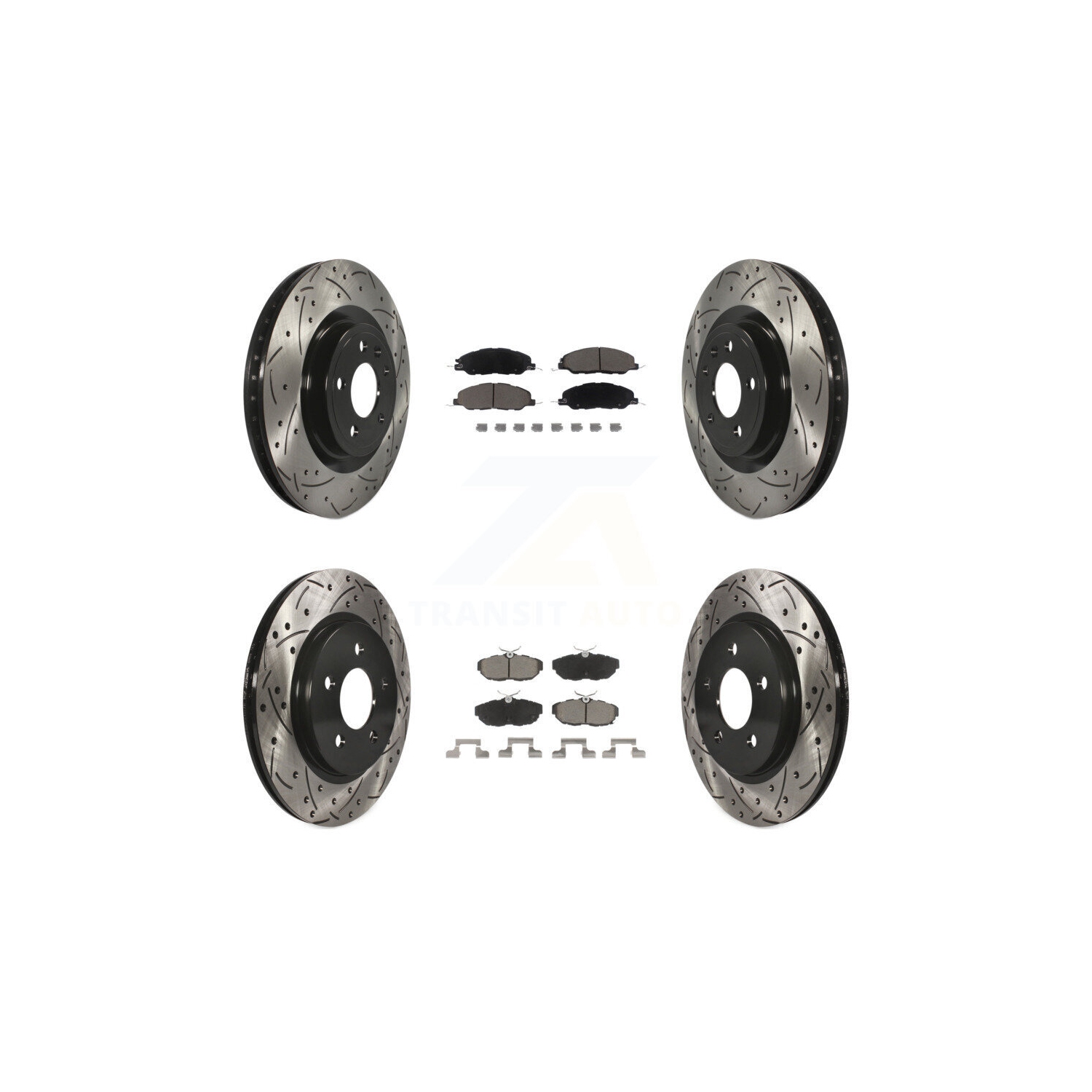 Disques de frein à disque perforés et plaquettes en céramique enduits de revêtement à l'avant pour Ford Mustang KDC-100359