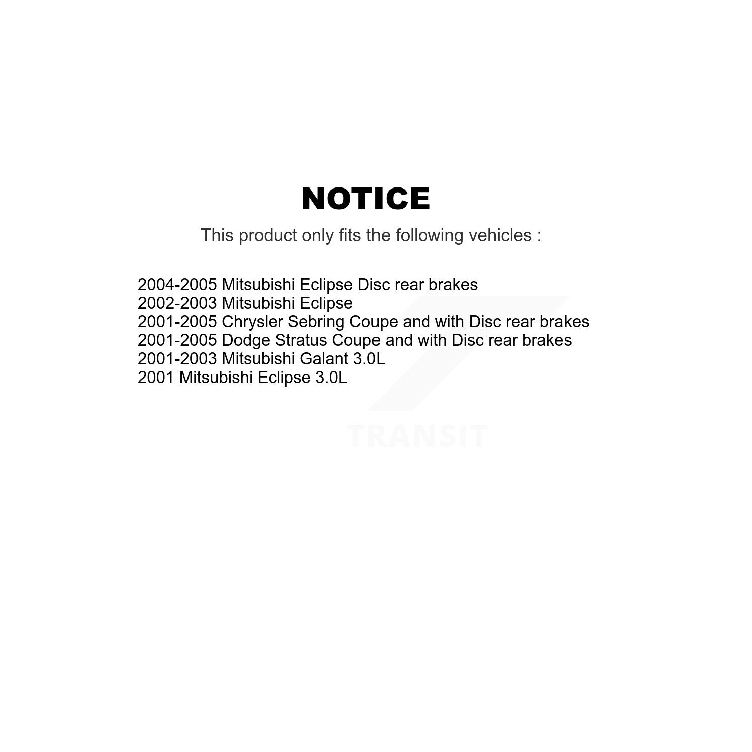 Kit de plaquettes semi-métalliques pour disque de frein arrière Chrysler Sebring Mitsubishi Eclipse K8F-100934