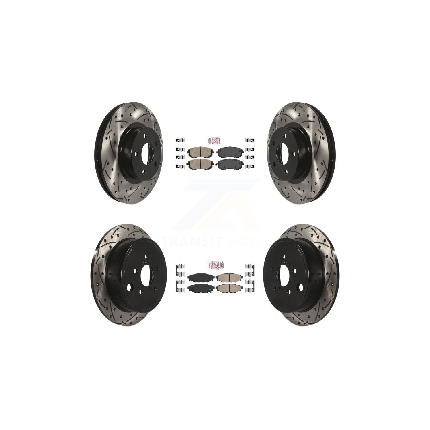 Front Rear Ceramic Pad And Coated Drilled Slotted Disc Brake Rotor Kit For Subaru Impreza KDA-101119